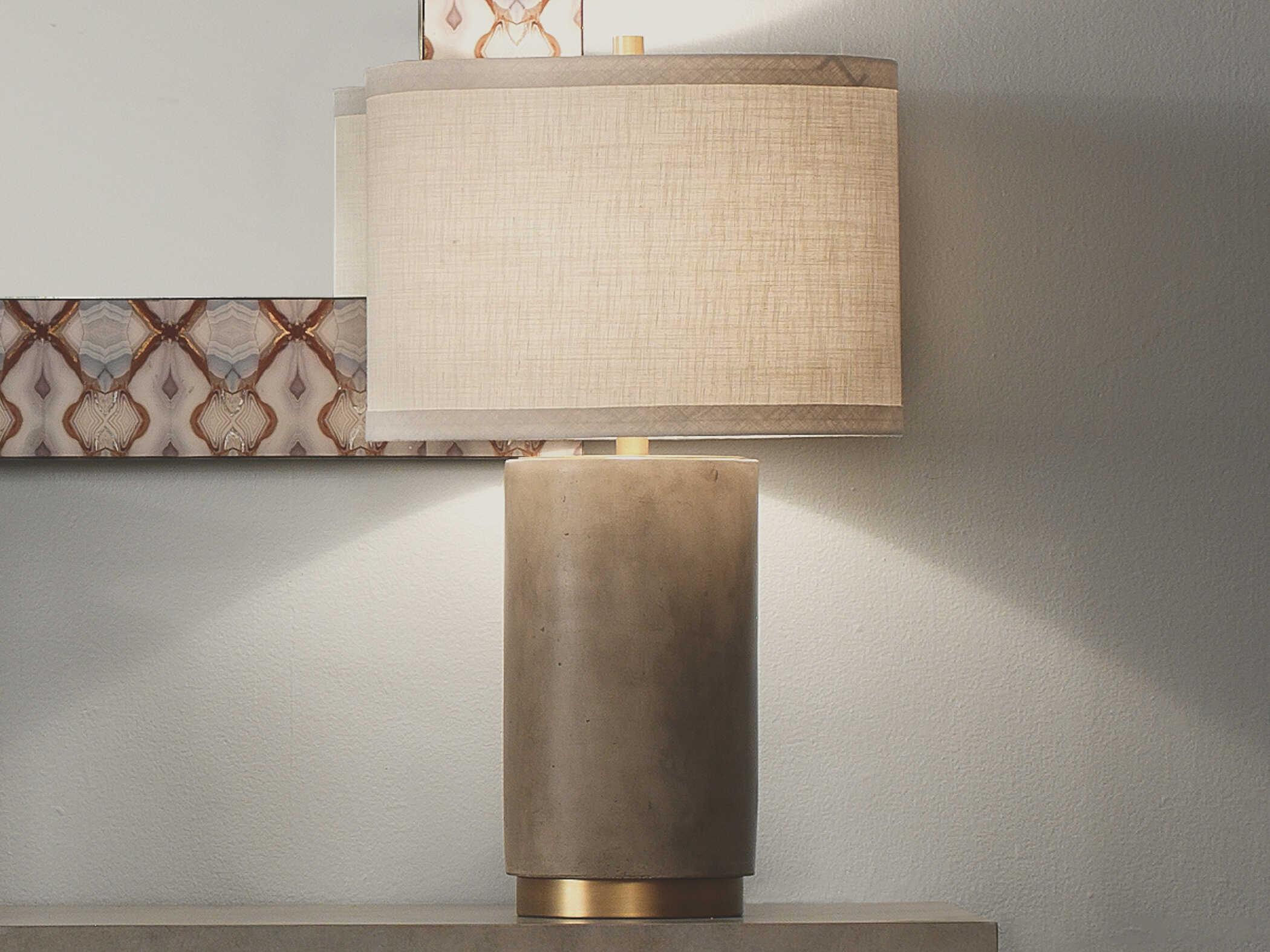 Jamie Young Grey Cement Antique Brass Buffet Lamp