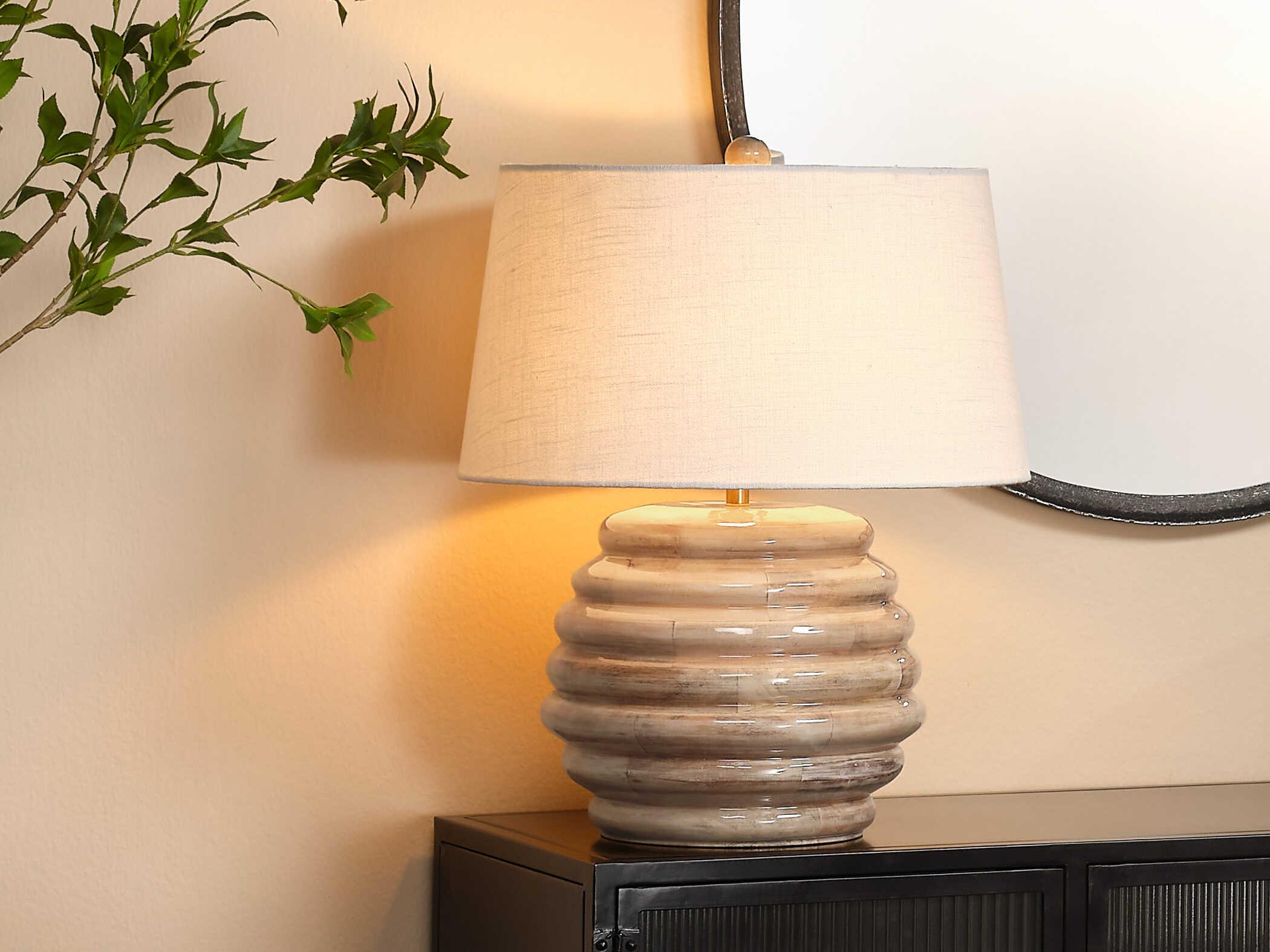 Jamie Young Soroban Natural Lacquered Wood Table Lamp