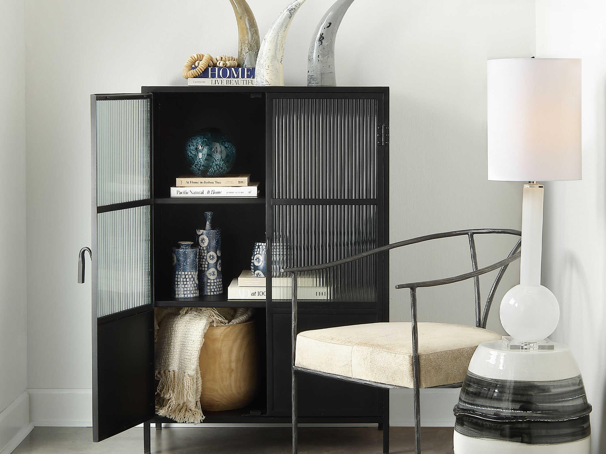 Jamie Young Studio White Glass Buffet Lamp with Shade