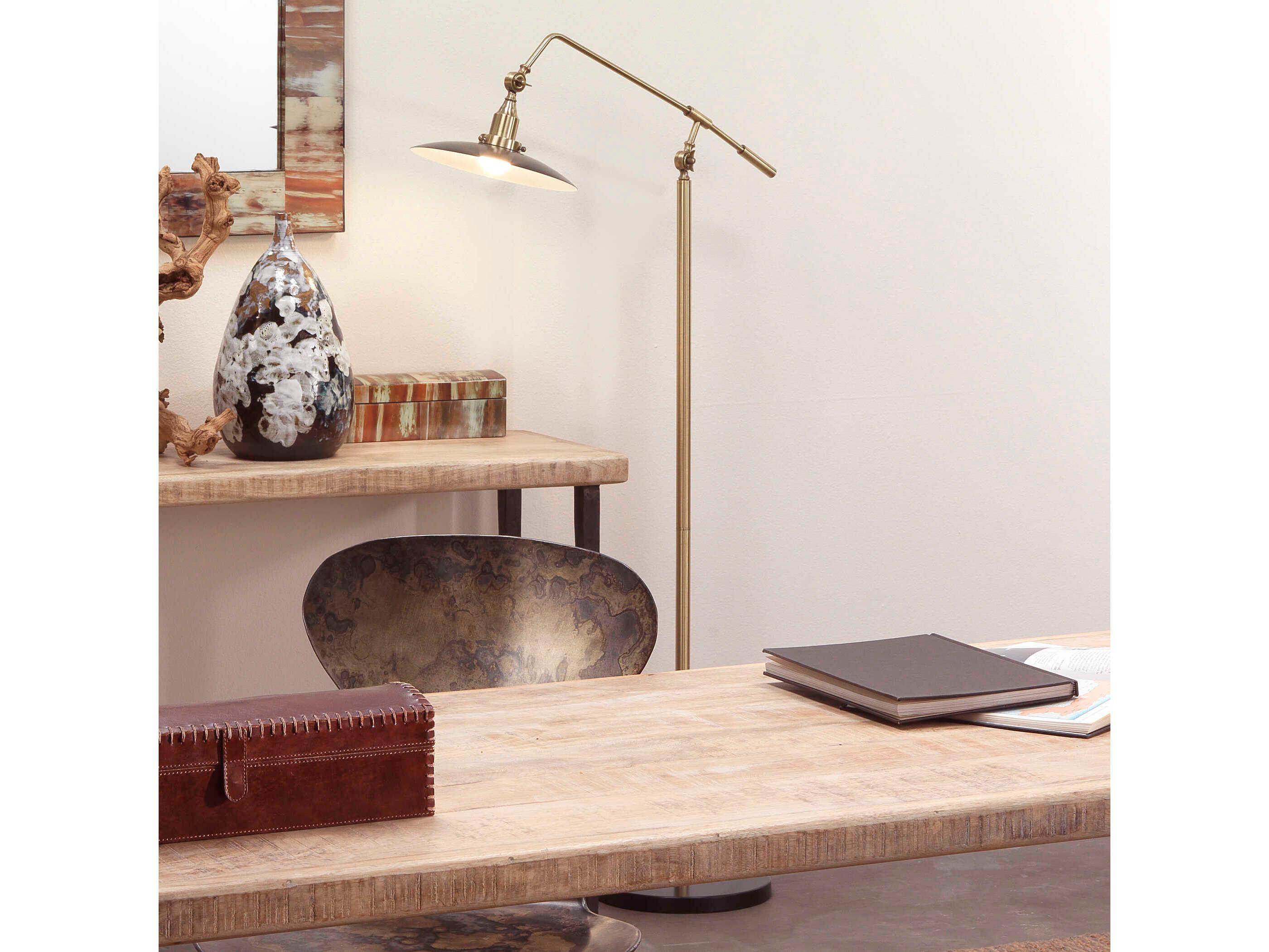 Jamie Young Mid-Century Antique Brass Floor Lamp