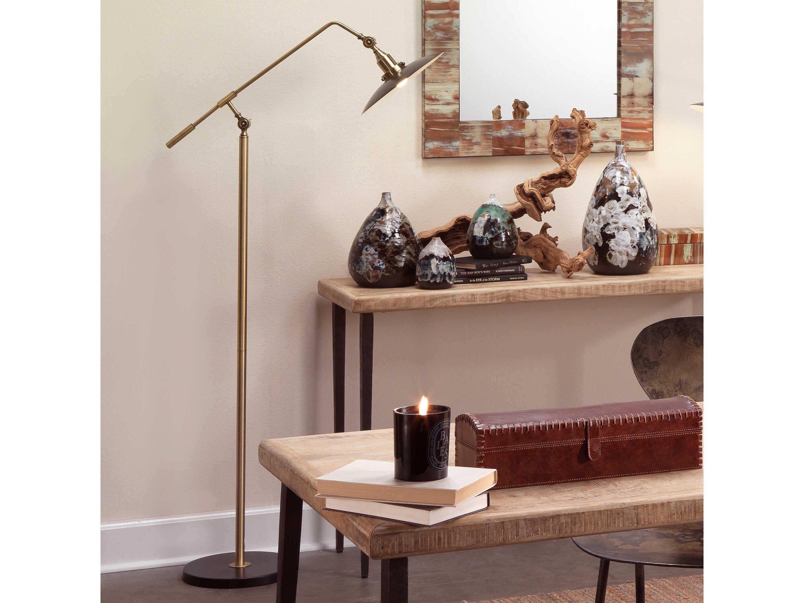 Jamie Young Mid-Century Antique Brass Floor Lamp