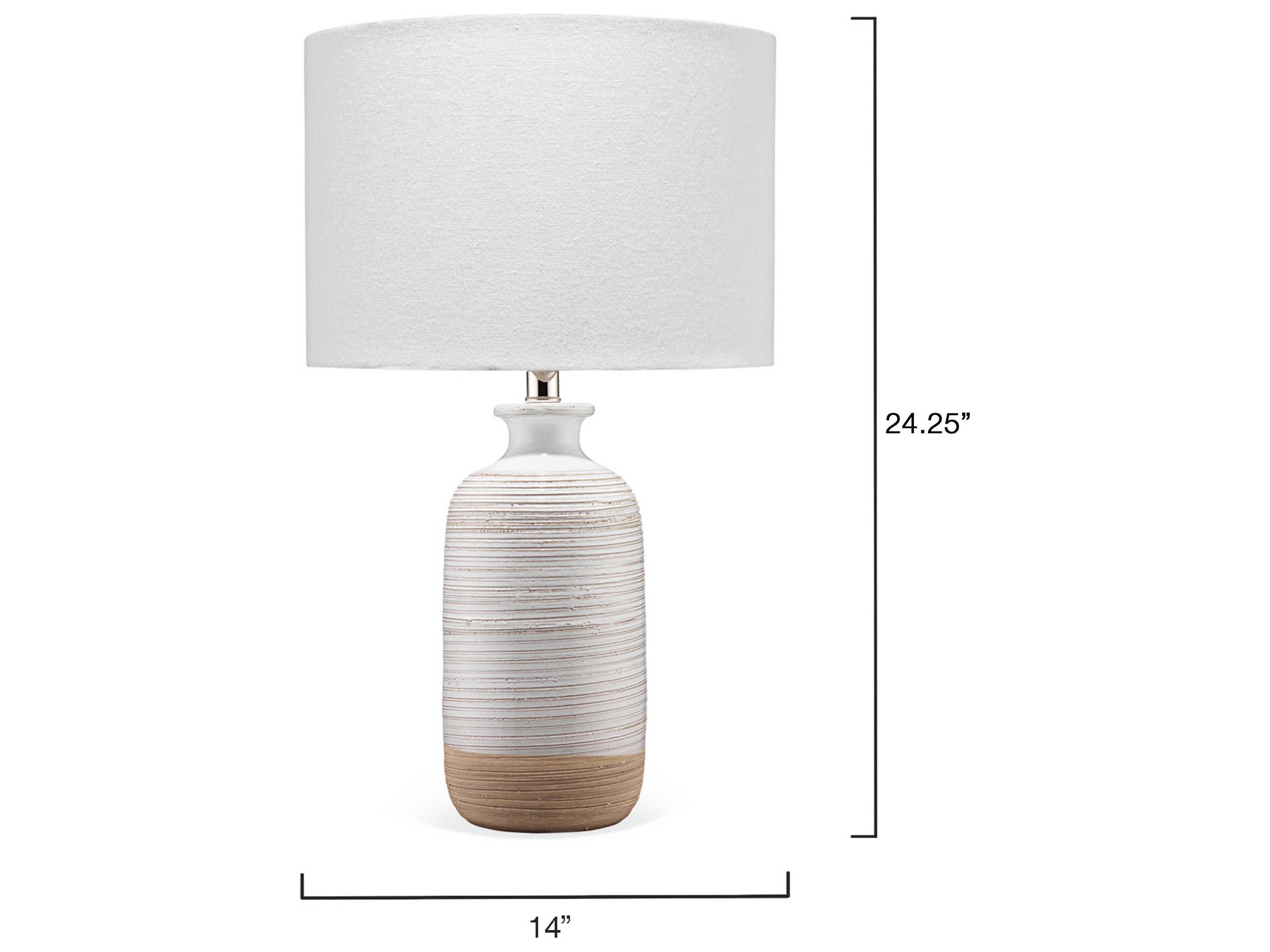 Jamie Young Ashwell White Linen Cream Drum Table Lamp