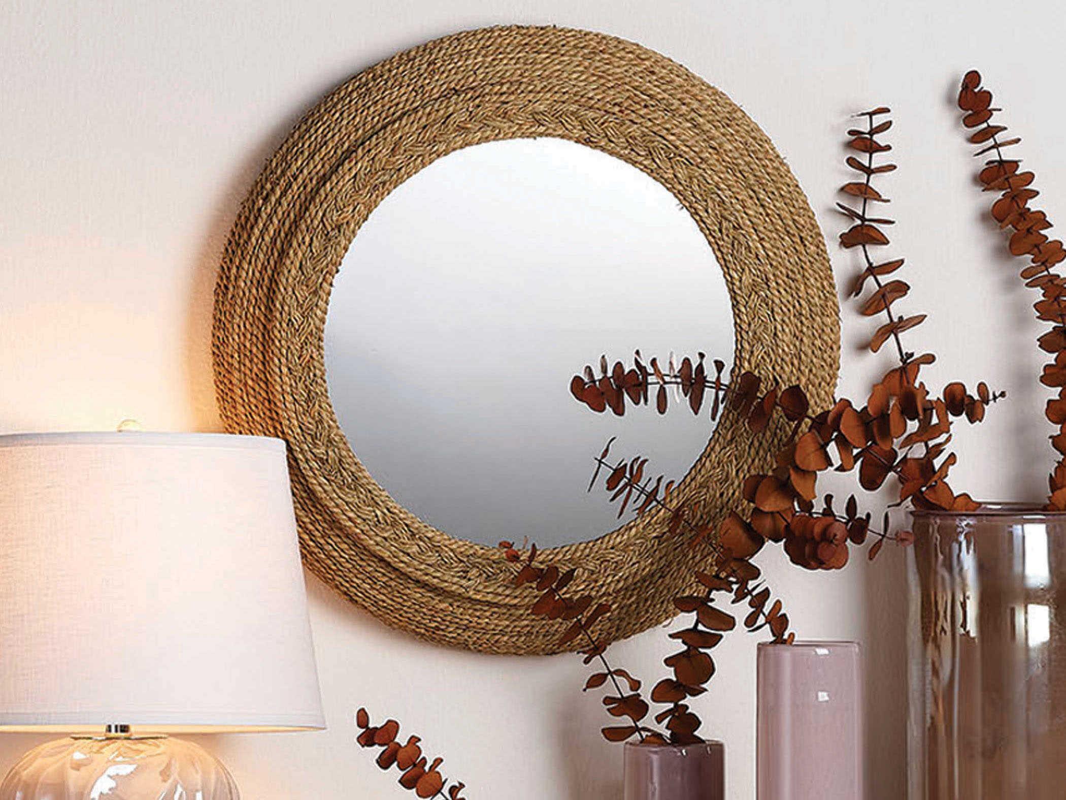 Jamie Young Seagrass Natural Round Wall Mirror