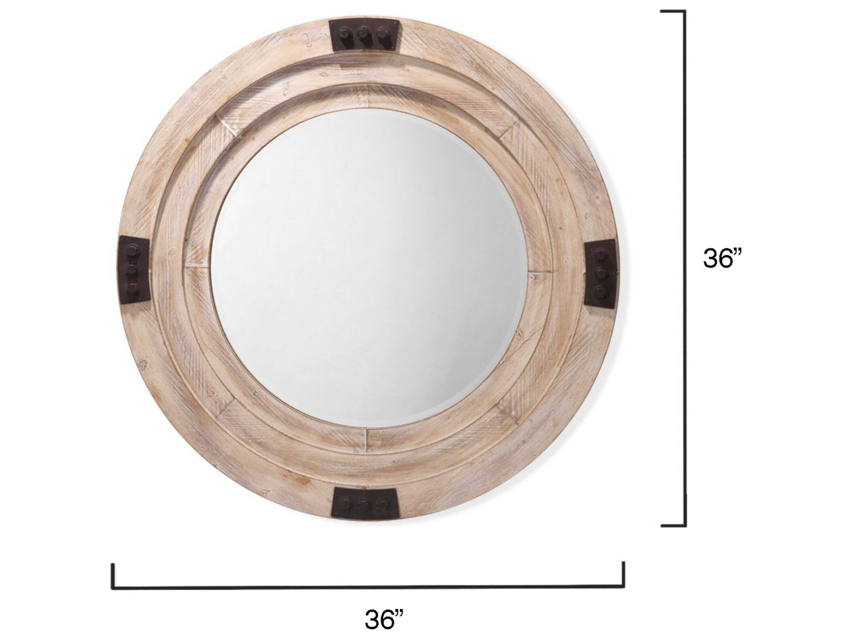 Jamie Young Foreman Grey Washed Round Wall Mirror