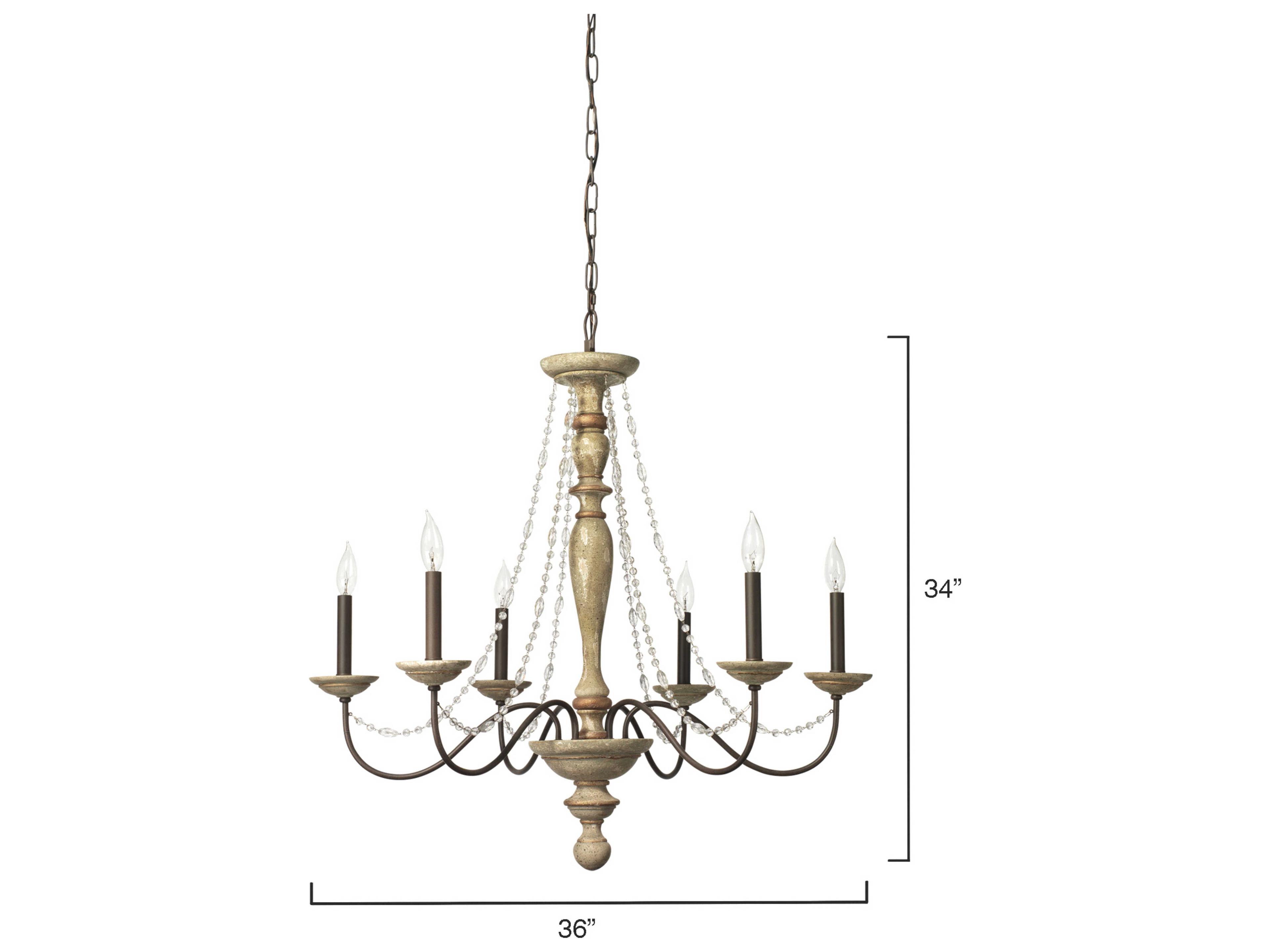 Jamie Young Maybel 6-Light Off White Traditional Candelabra Chandelier