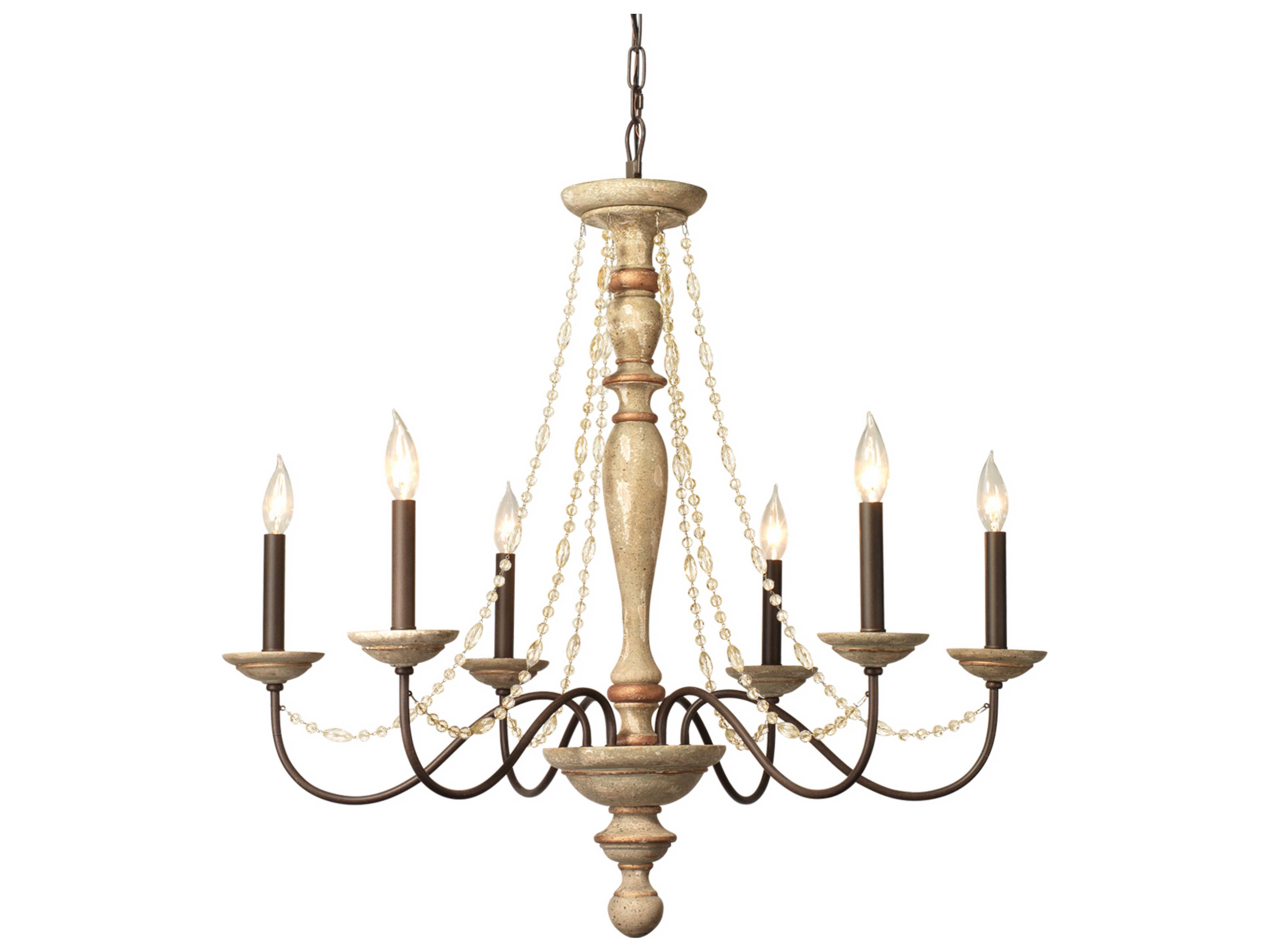 Jamie Young Maybel 6-Light Off White Traditional Candelabra Chandelier