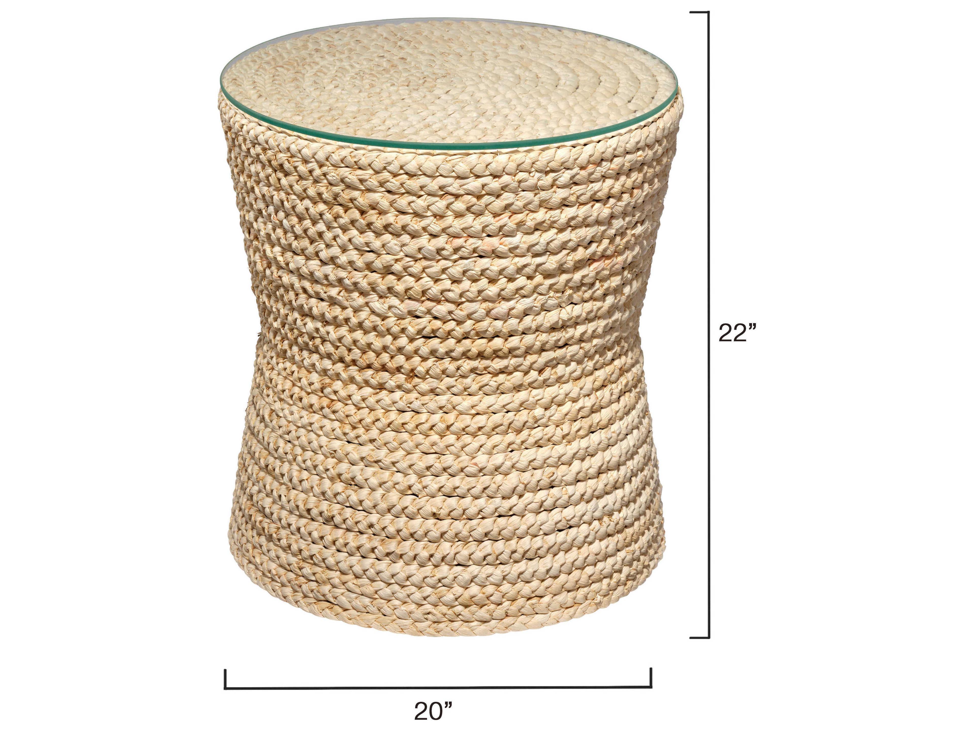 Jamie Young Grain Round Glass Natural End Table