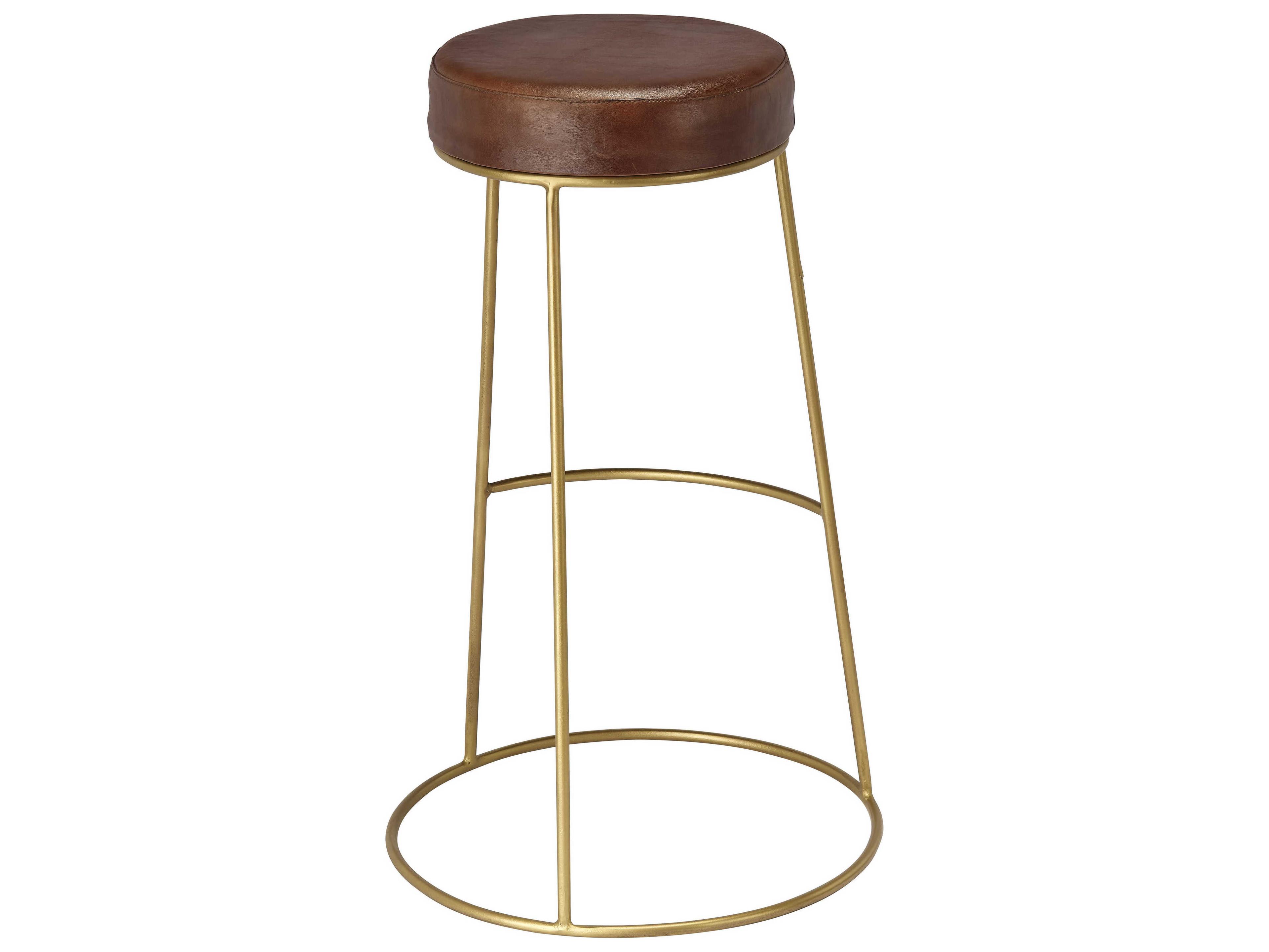 Jamie Young Henry Matte Brown Leather Bar Stool