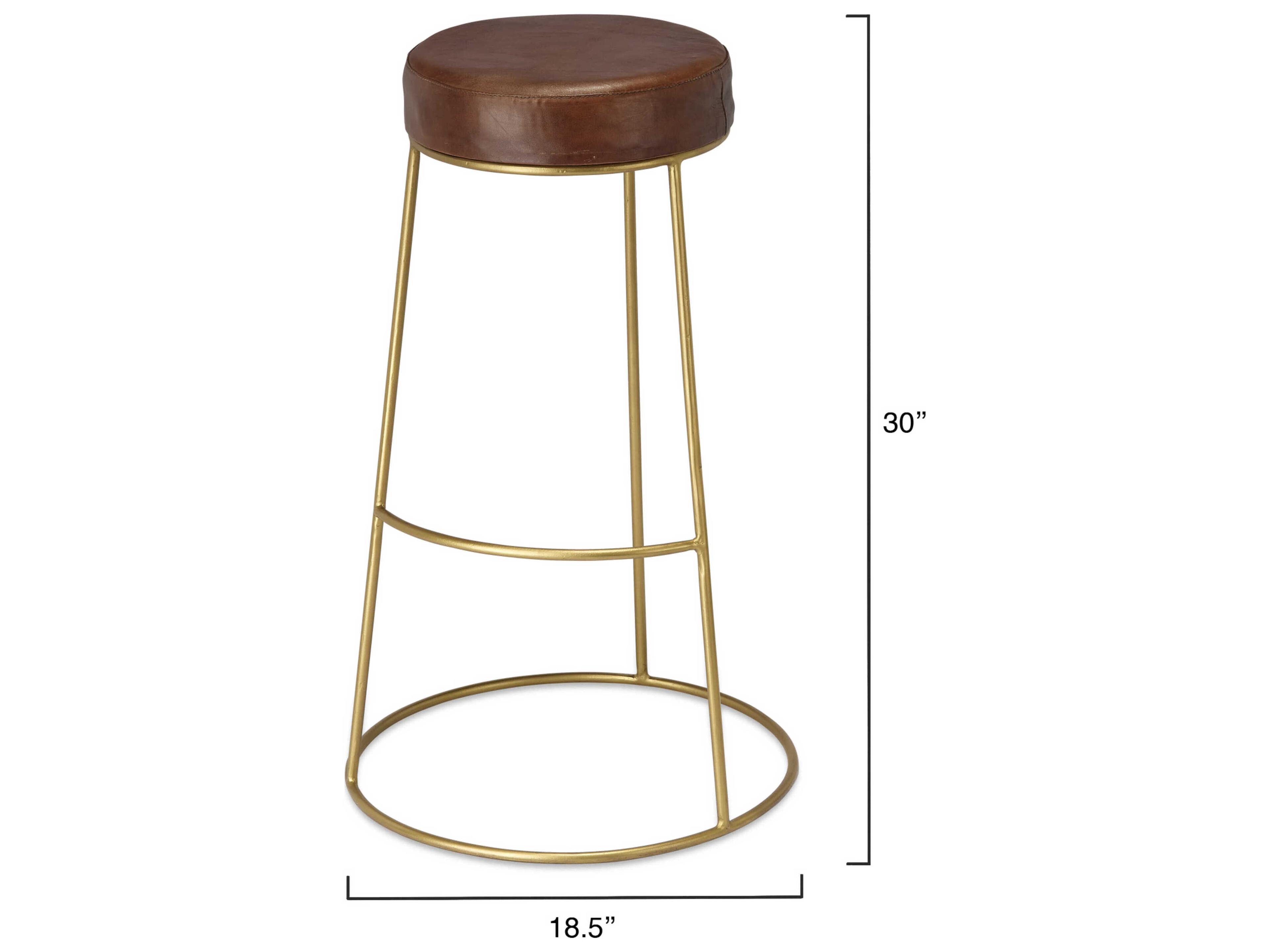 Jamie Young Henry Matte Brown Leather Bar Stool
