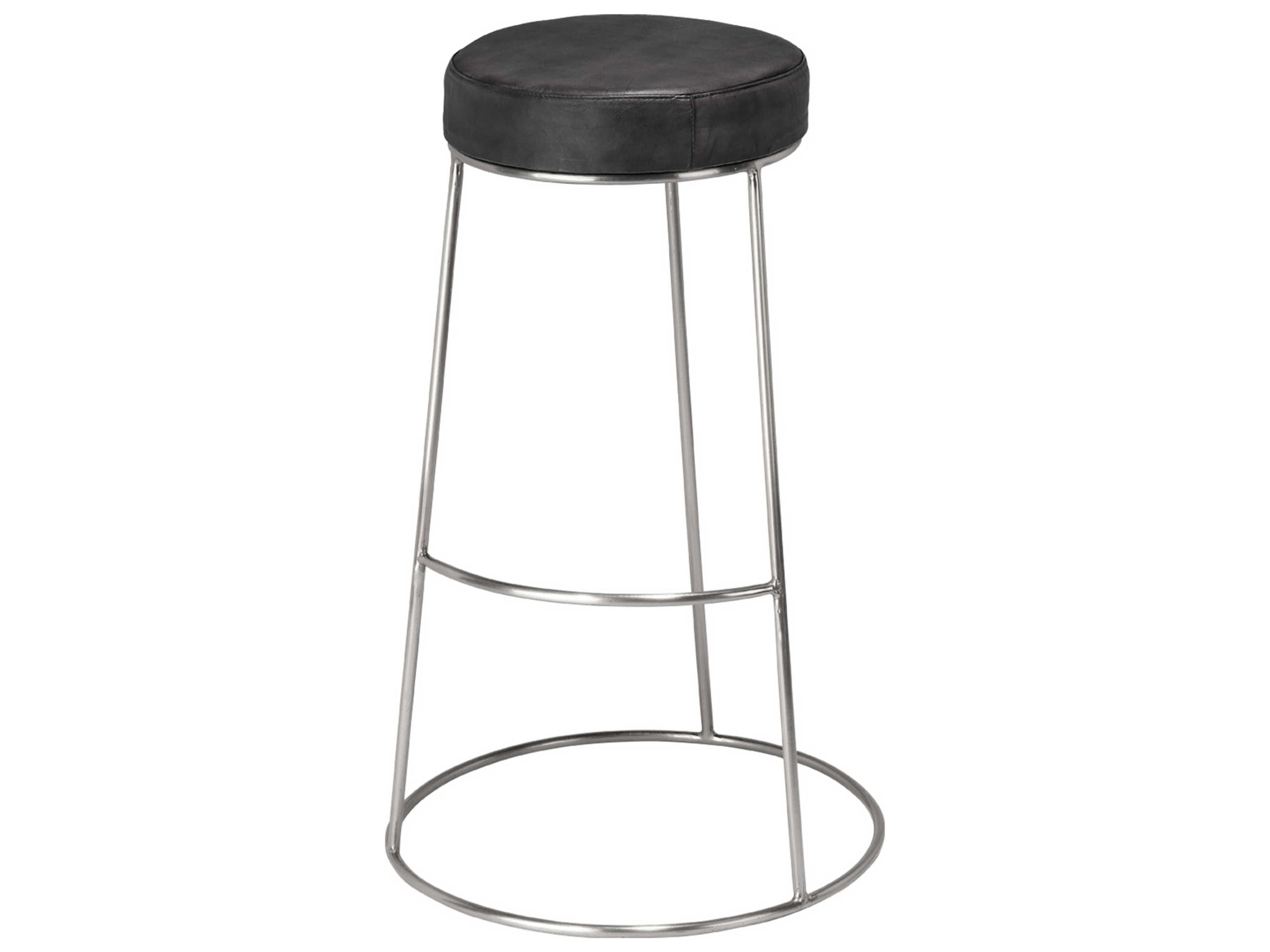 Jamie Young Henry Matte Charcoal Leather Bar Stool