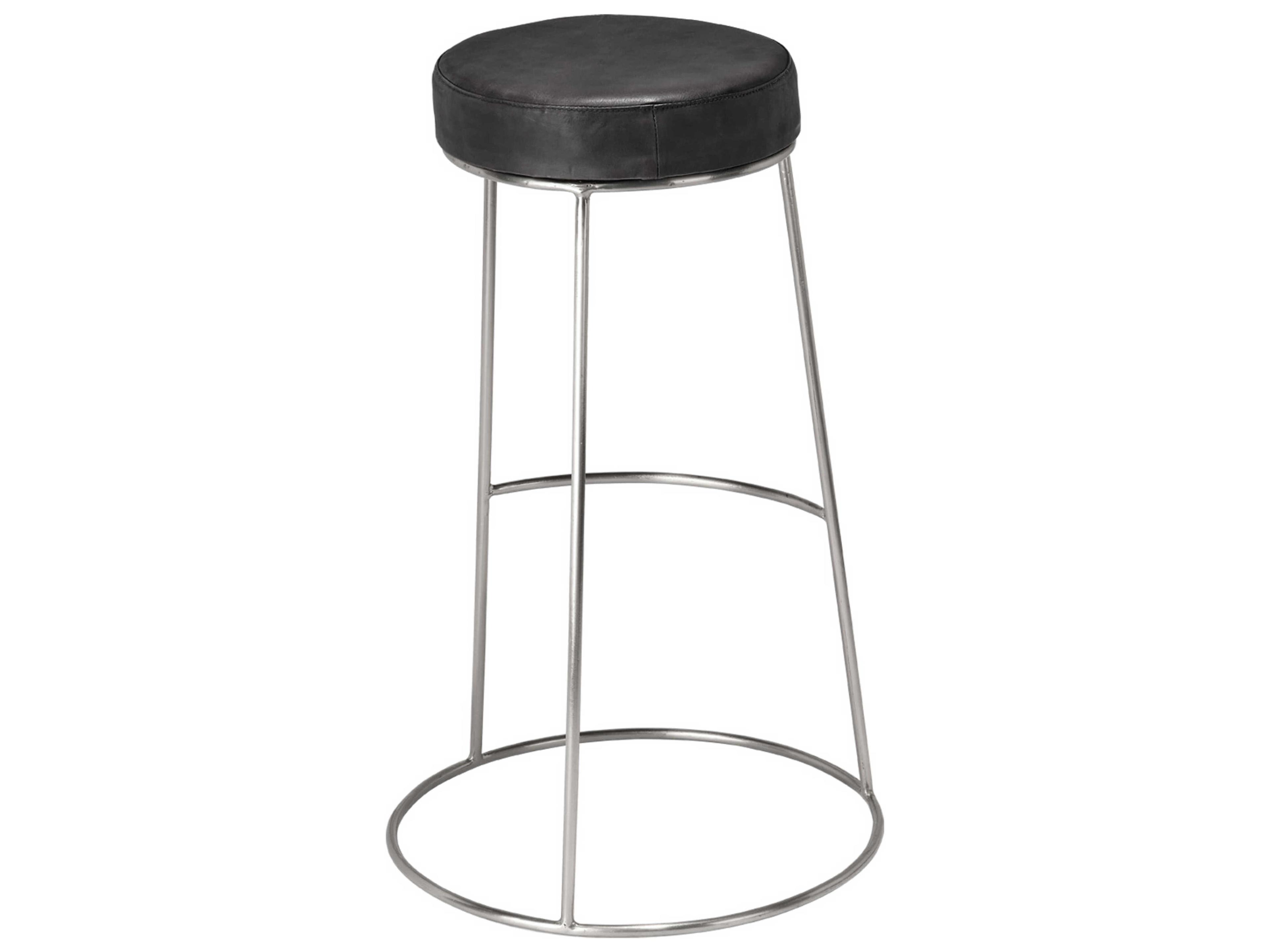 Jamie Young Henry Matte Charcoal Leather Bar Stool