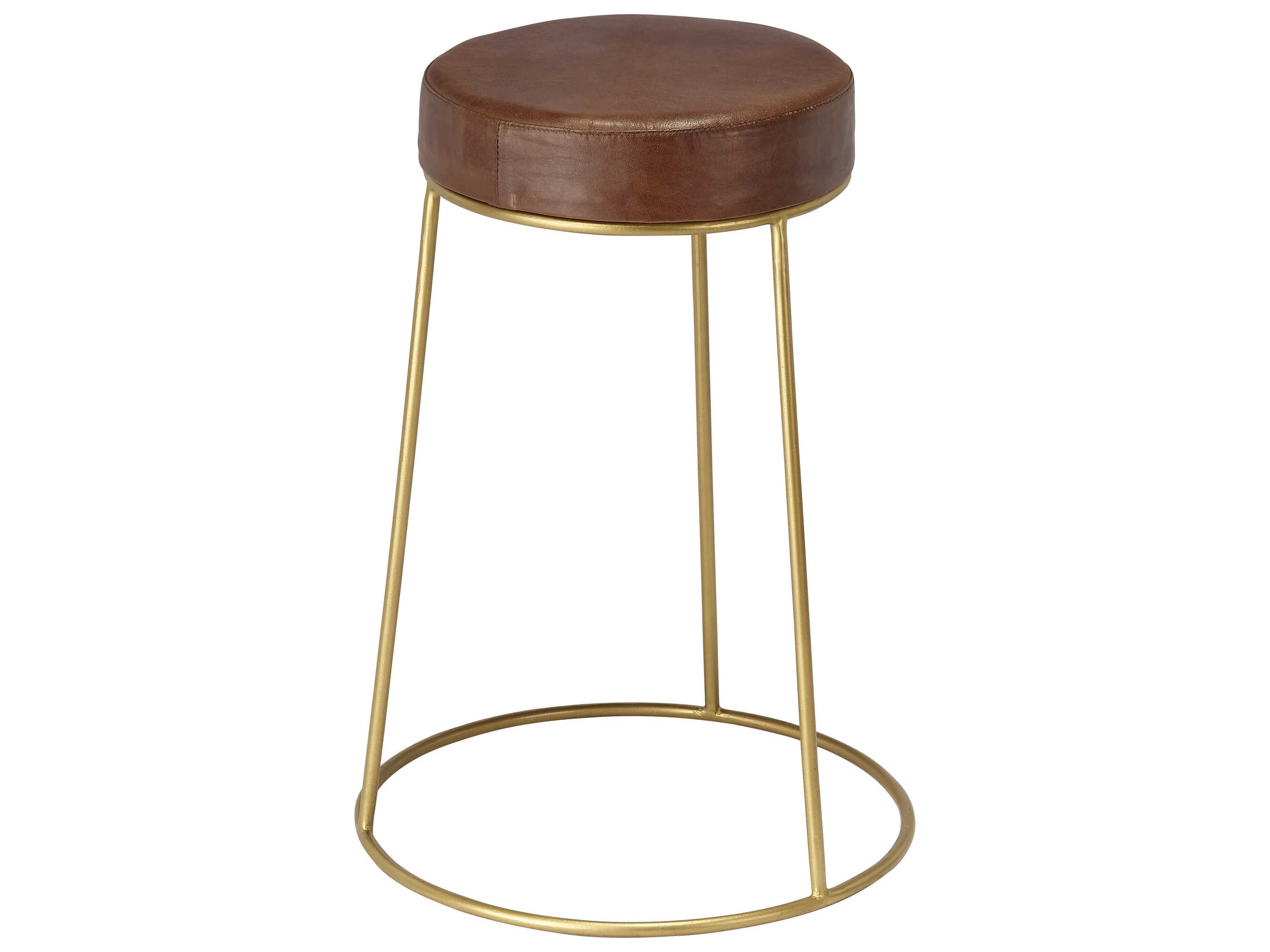 Jamie Young Henry Matte Brown Leather Counter Stool