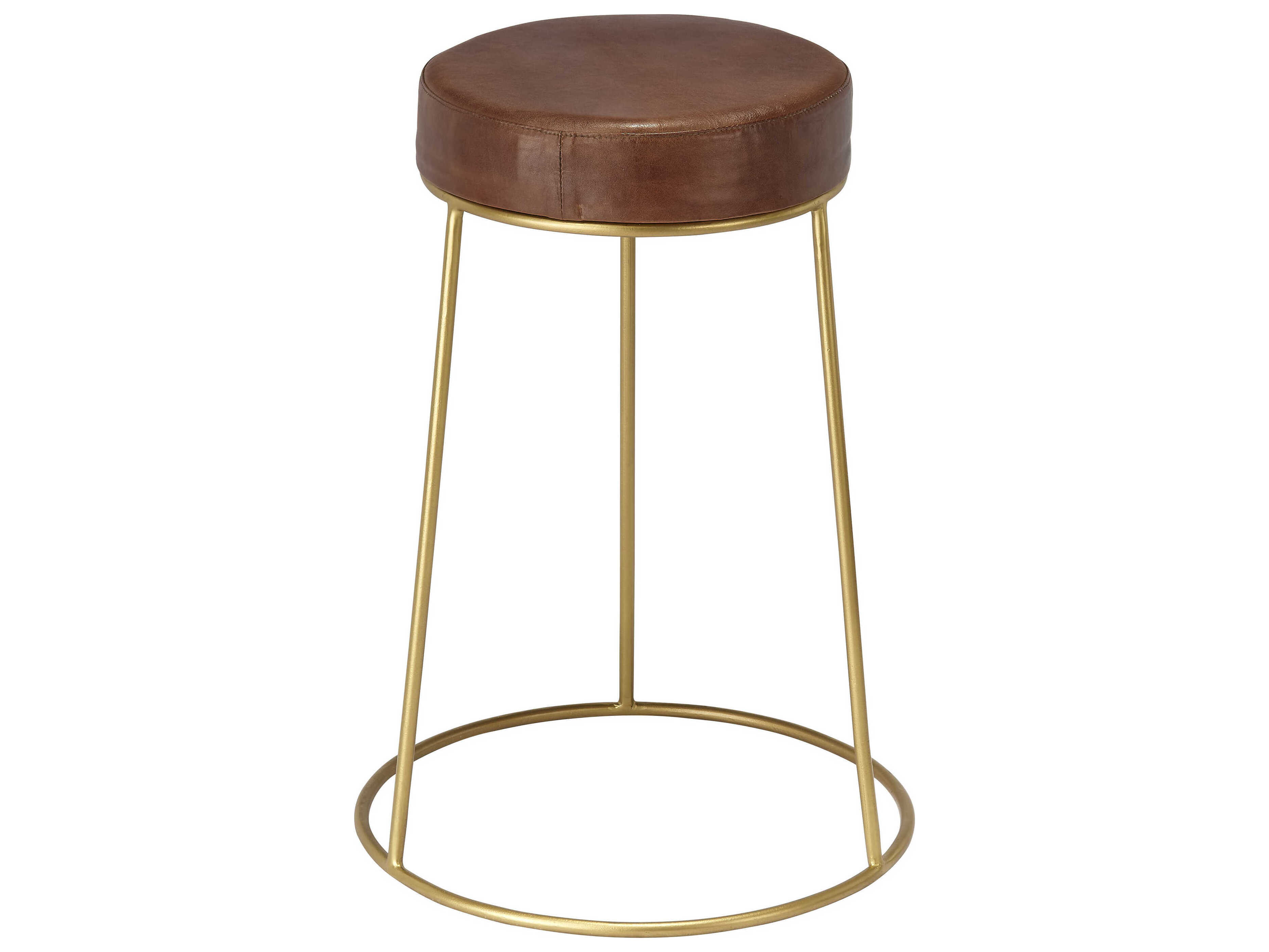 Jamie Young Henry Matte Brown Leather Counter Stool