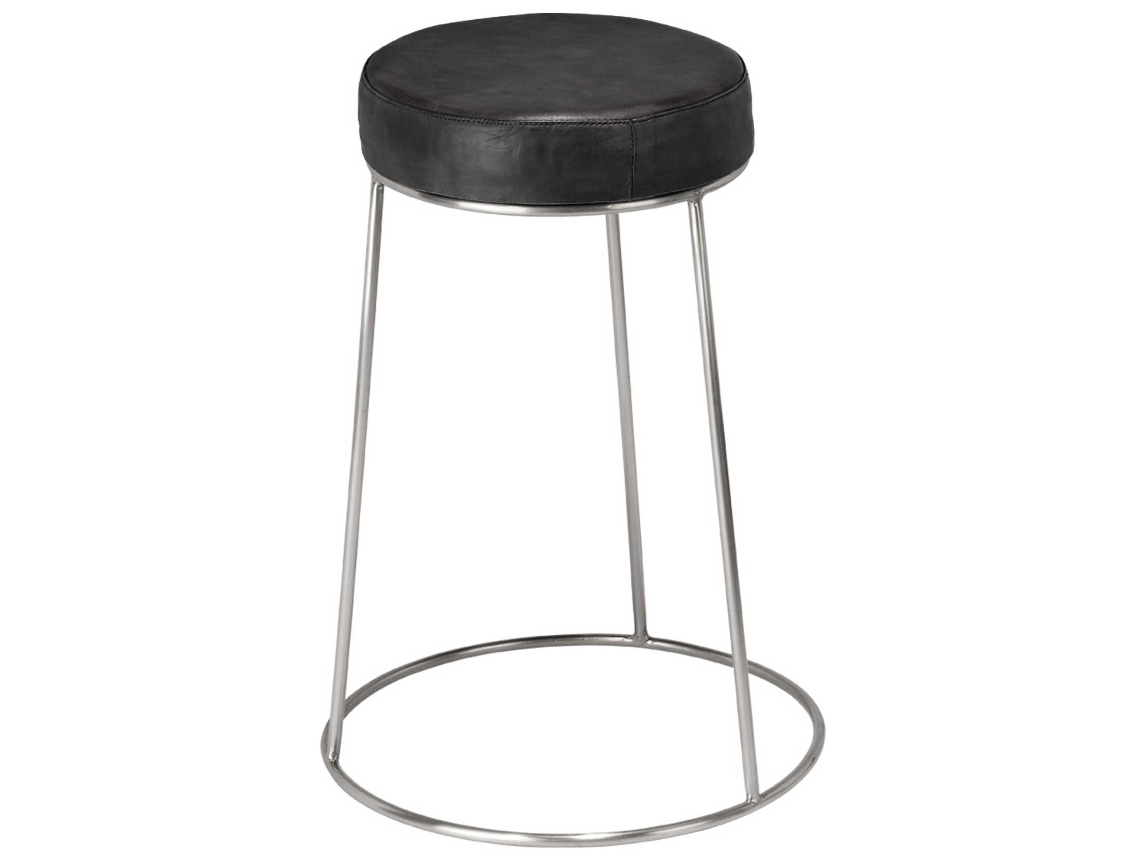 Jamie Young Henry Matte Charcoal Leather Counter Stool