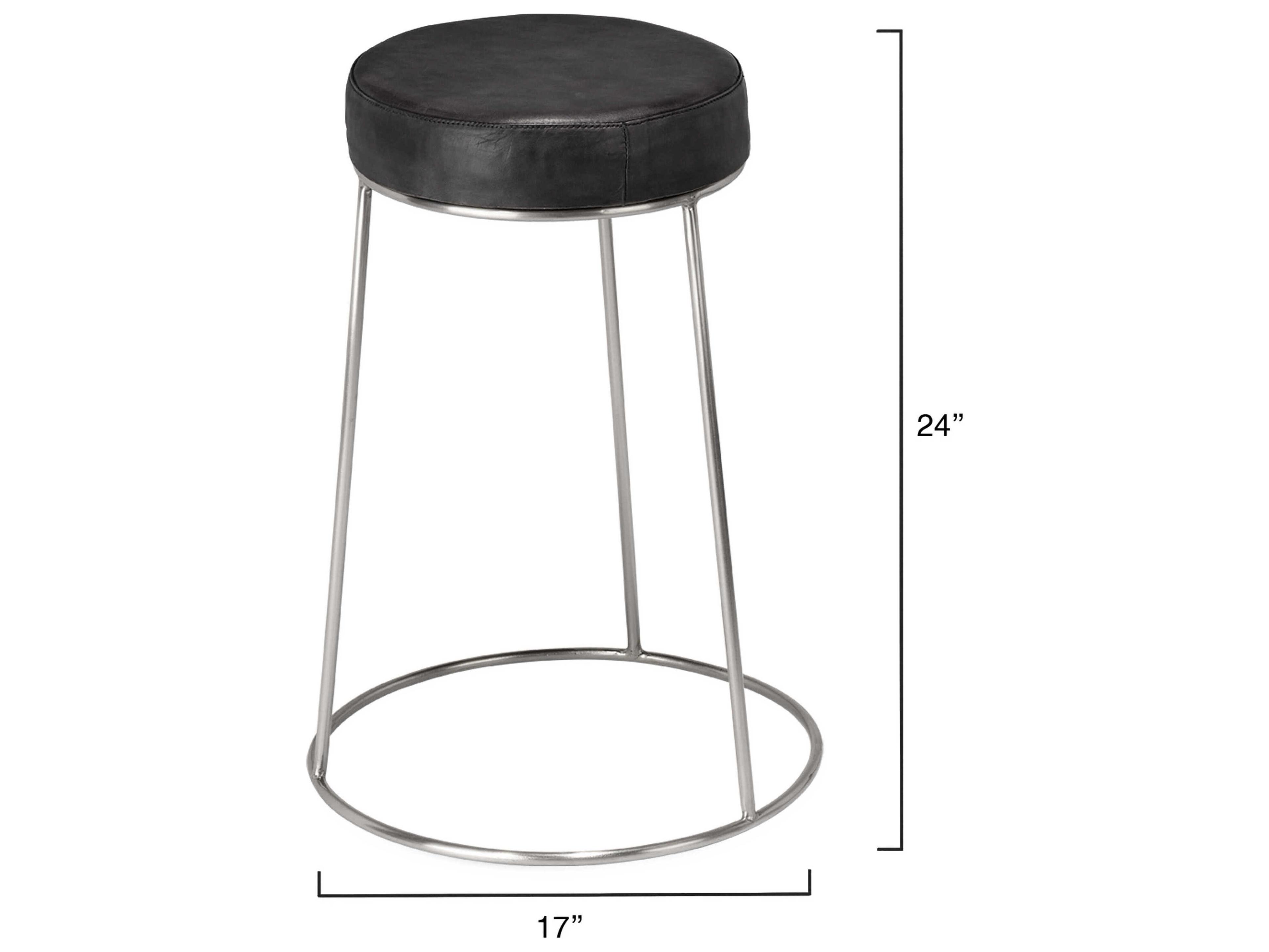 Jamie Young Henry Matte Charcoal Leather Counter Stool