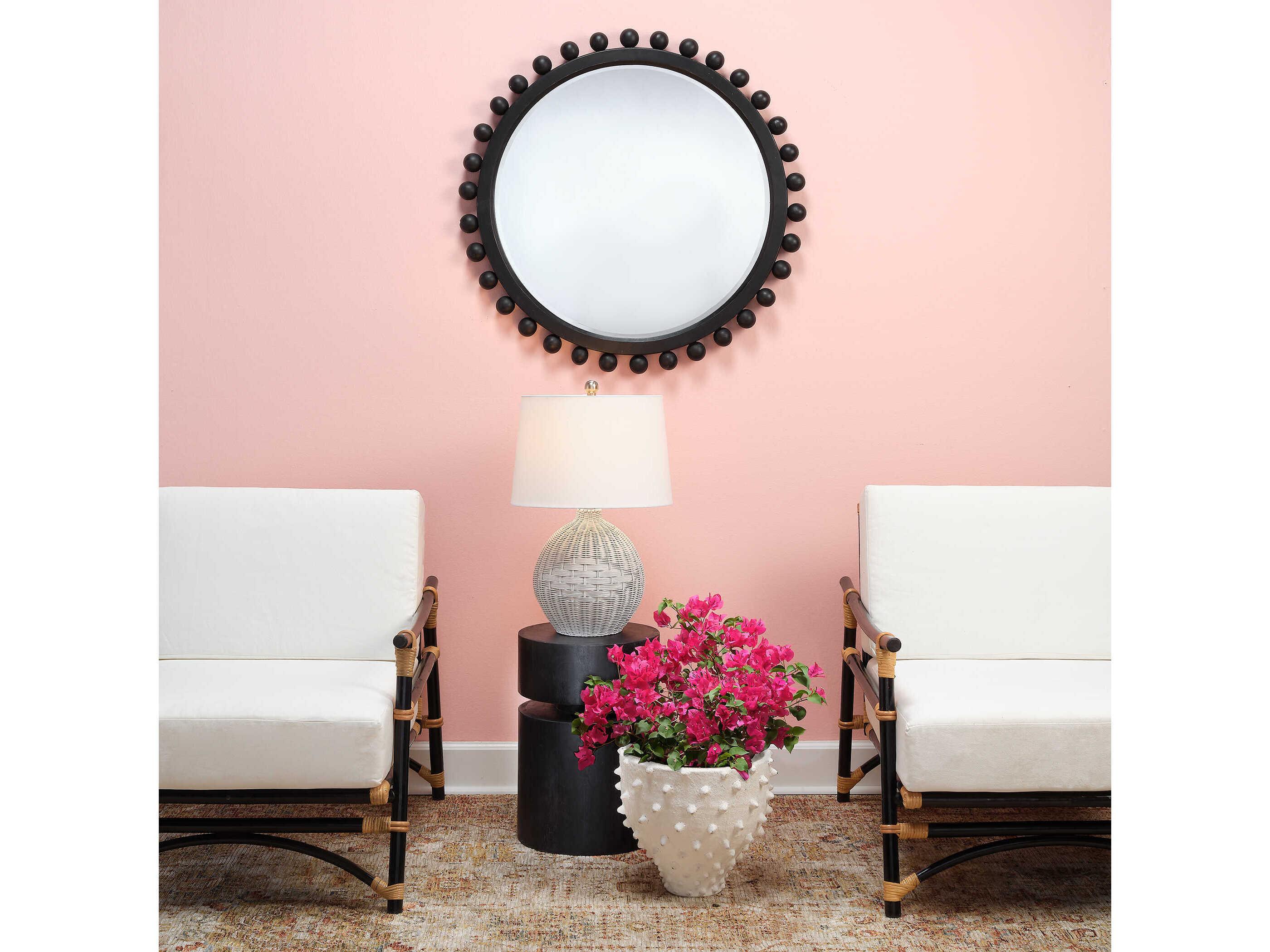 Jamie Young Brighton Dark Charcoal Round Wall Mirror