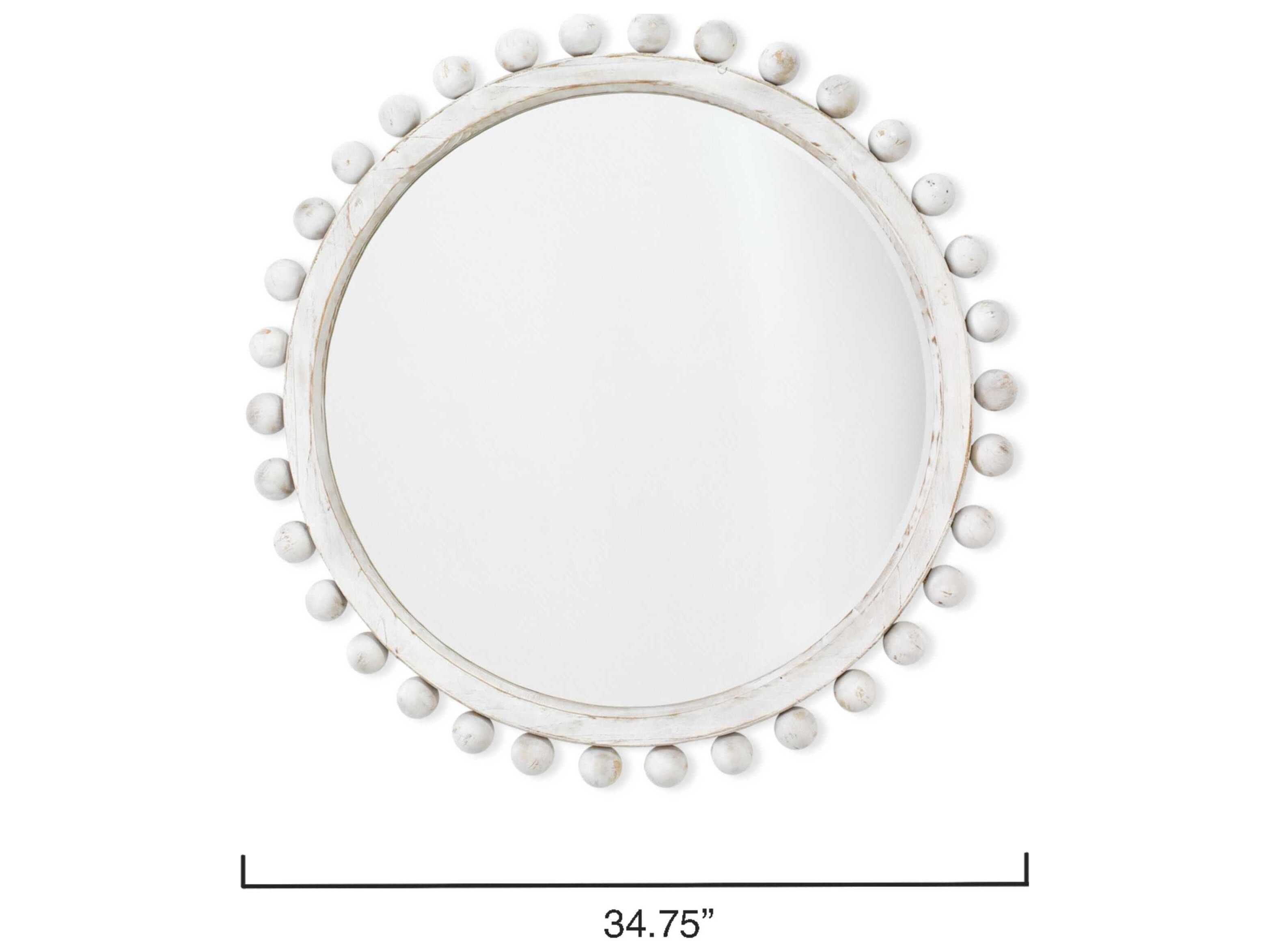 Jamie Young Brighton White Washed Round Wall Mirror