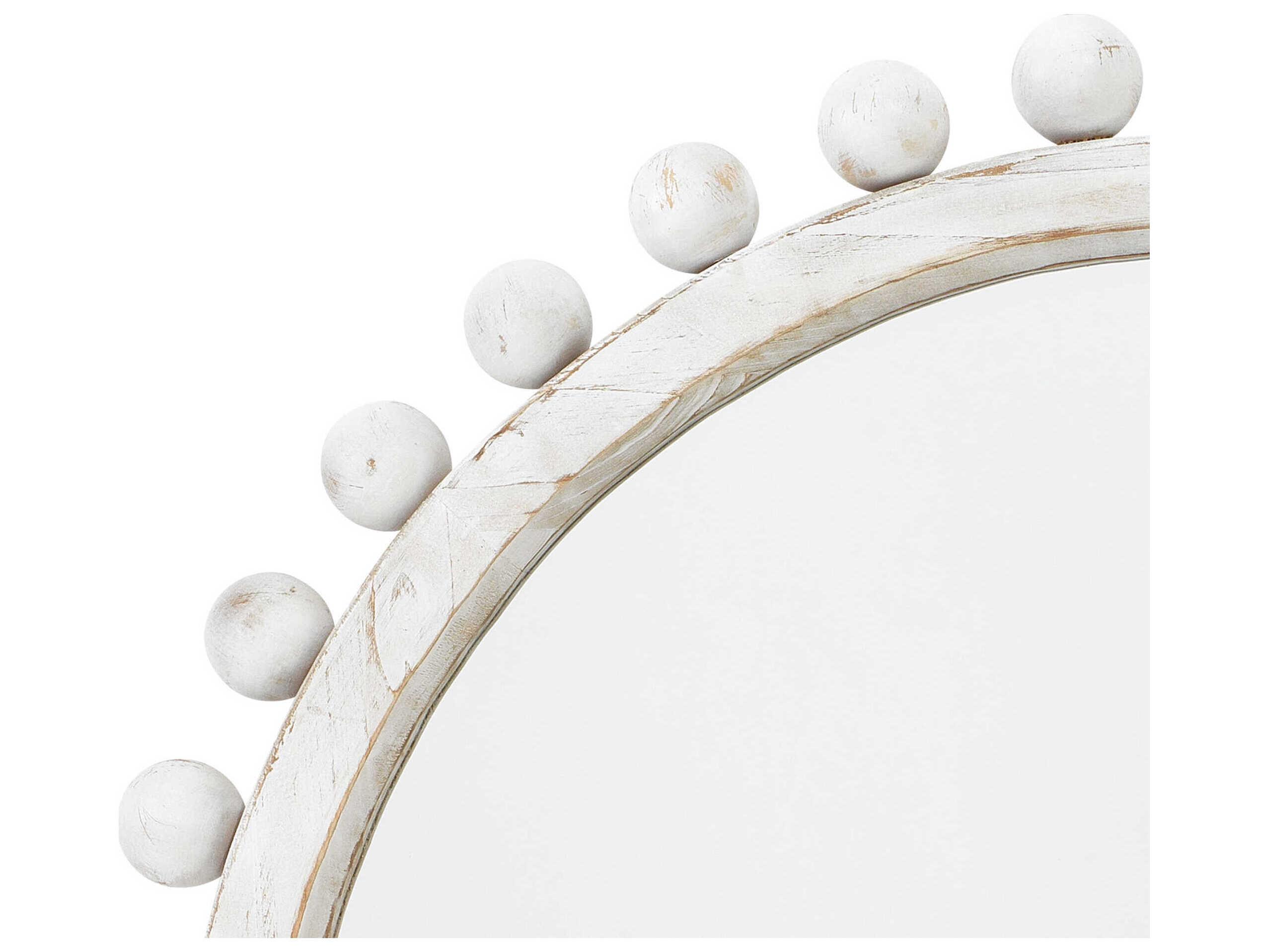 Jamie Young Brighton White Washed Round Wall Mirror
