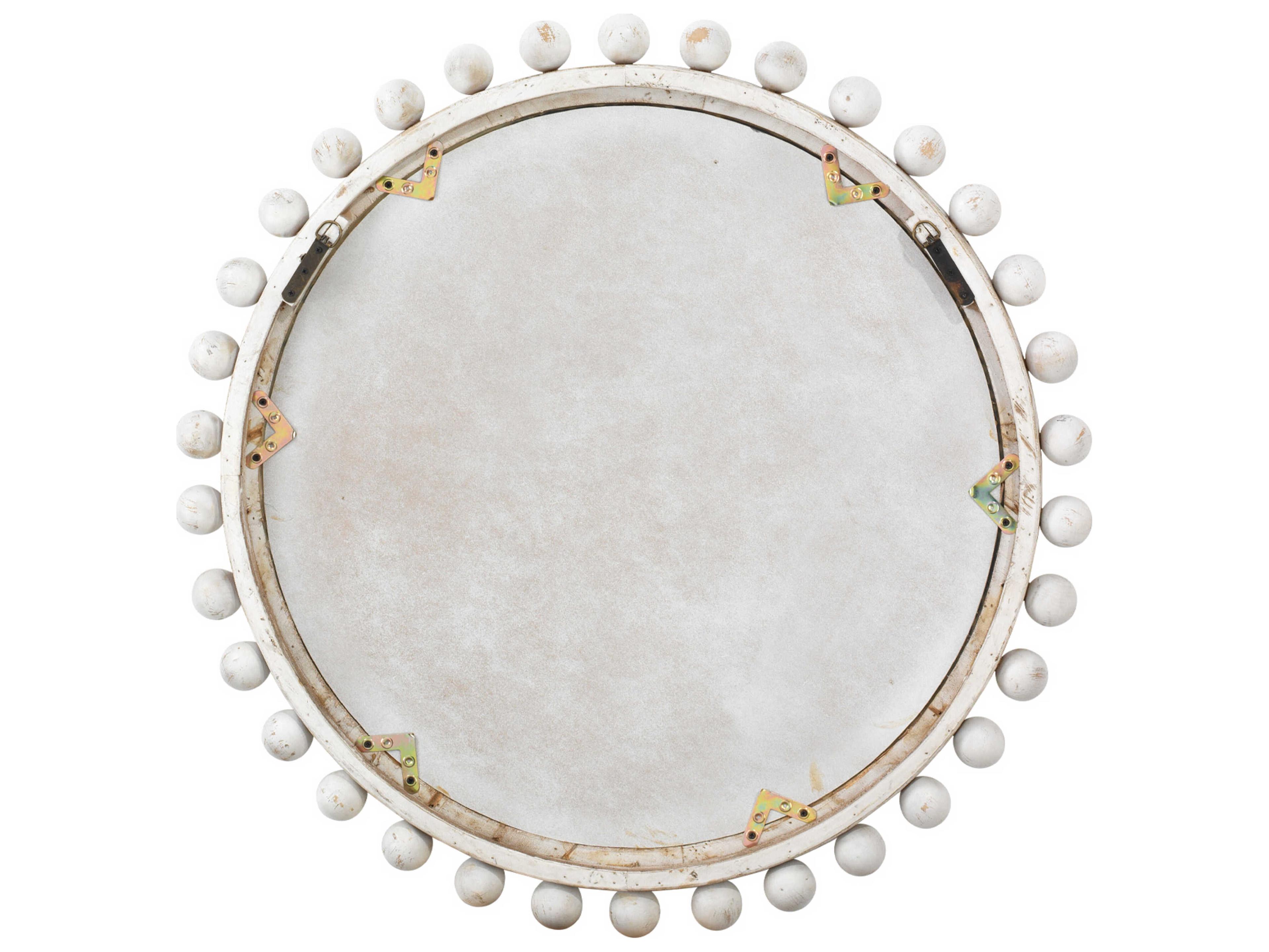 Jamie Young Brighton White Washed Round Wall Mirror