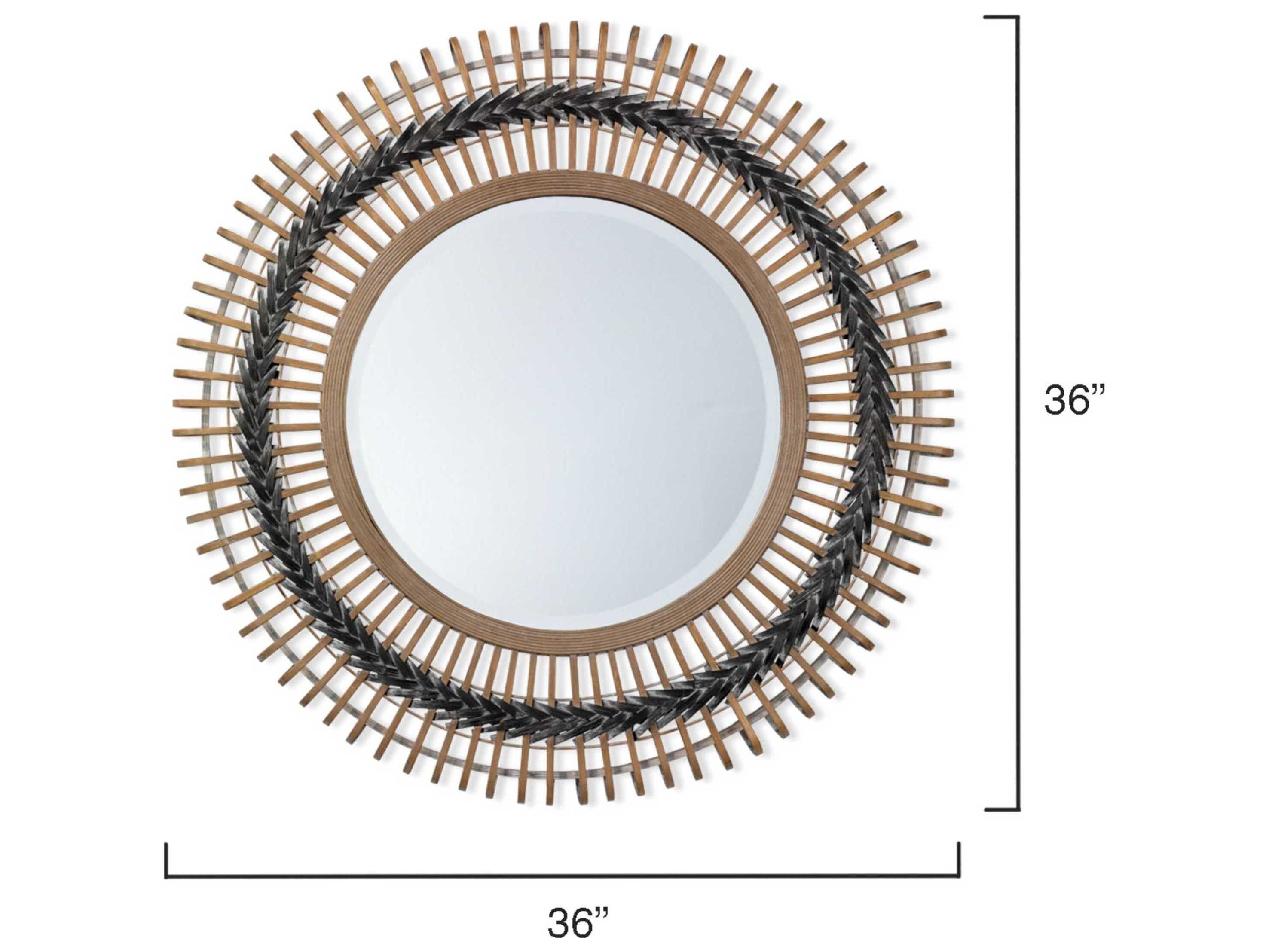 Jamie Young Grove Grey Natural Round Wall Mirror