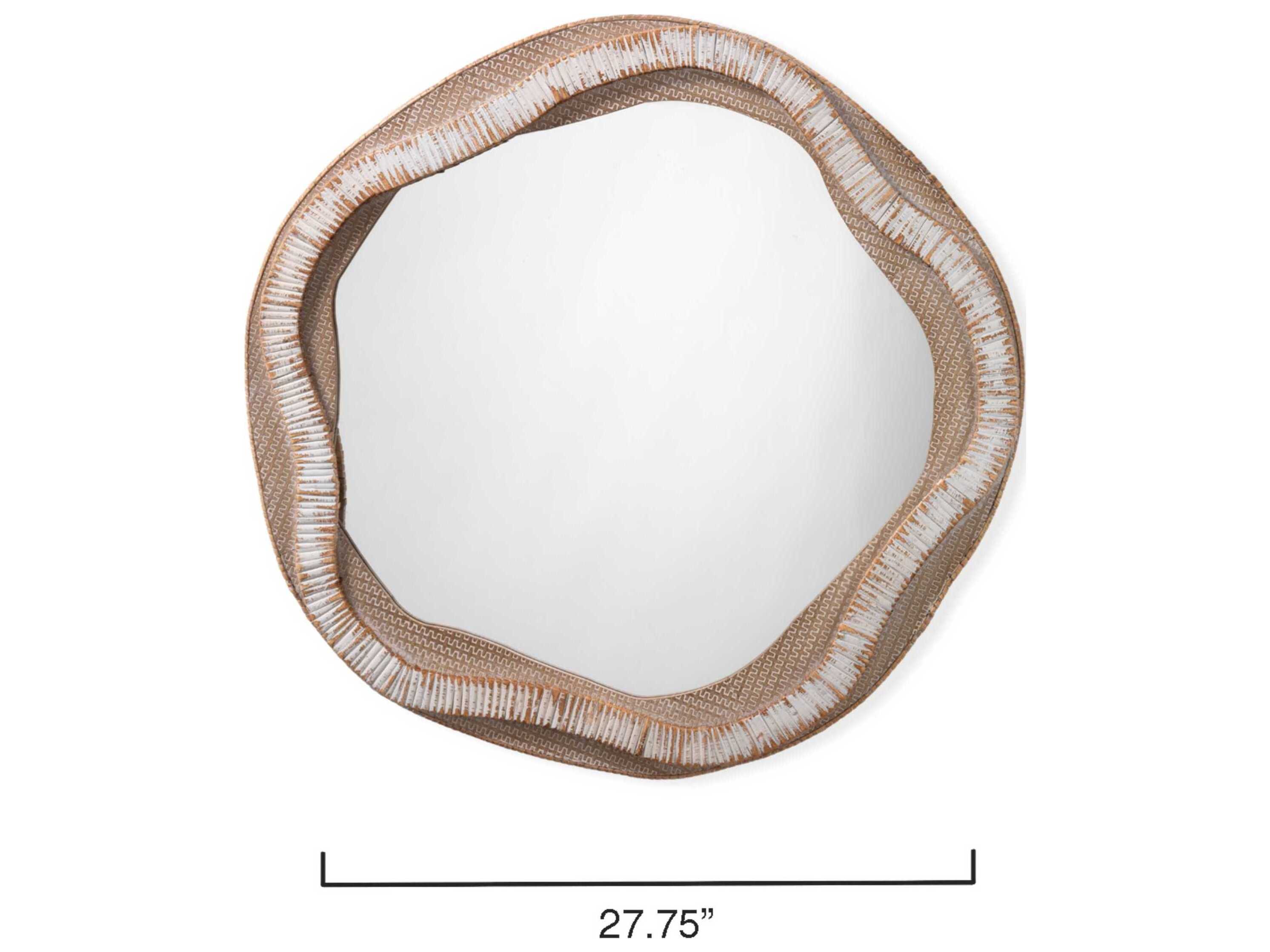 Jamie Young River Beige Cream Round Wall Mirror