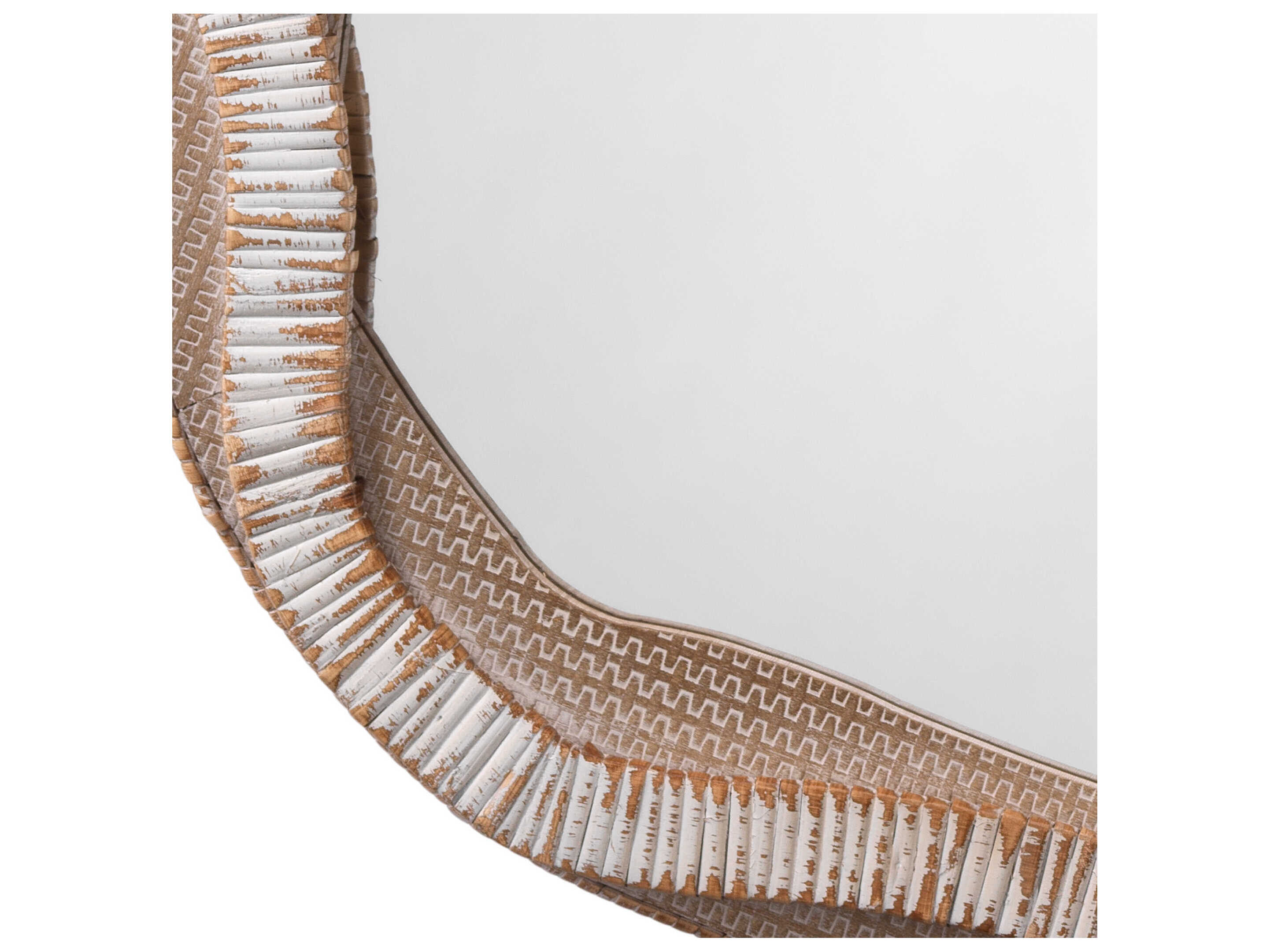 Jamie Young River Beige Cream Round Wall Mirror