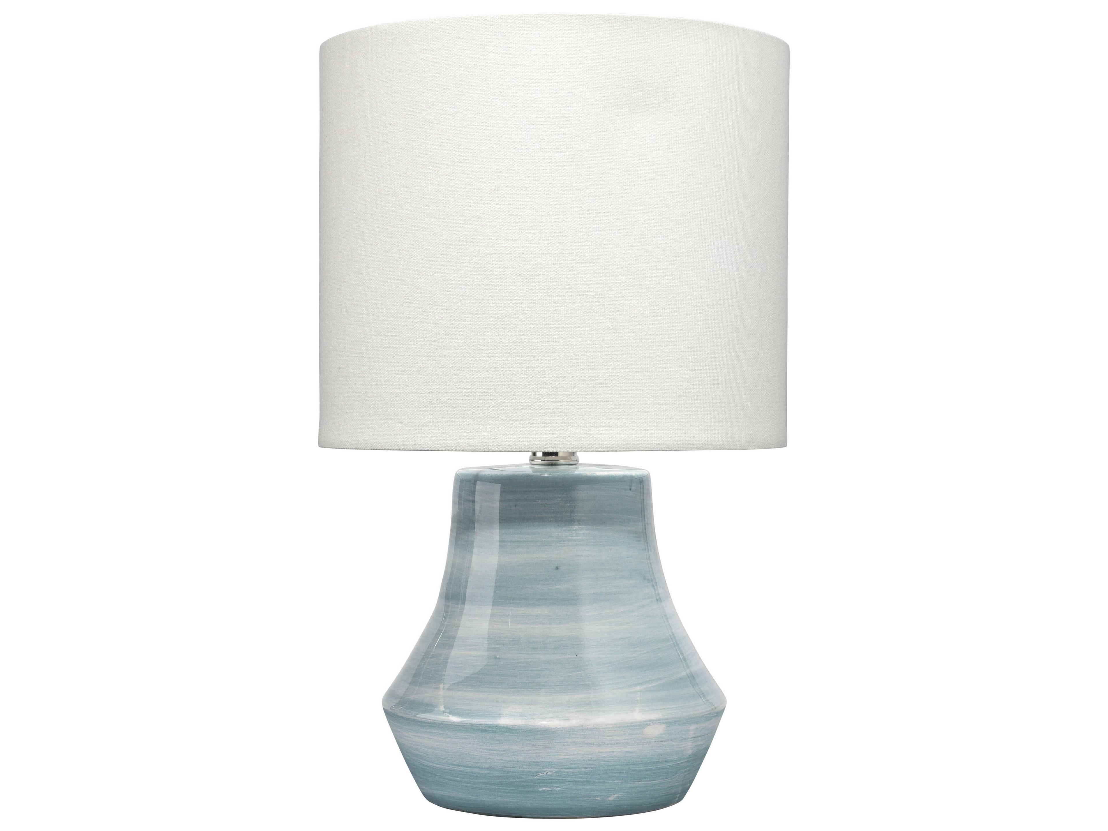 Jamie Young Cottage Blue Linen White Drum Table Lamp