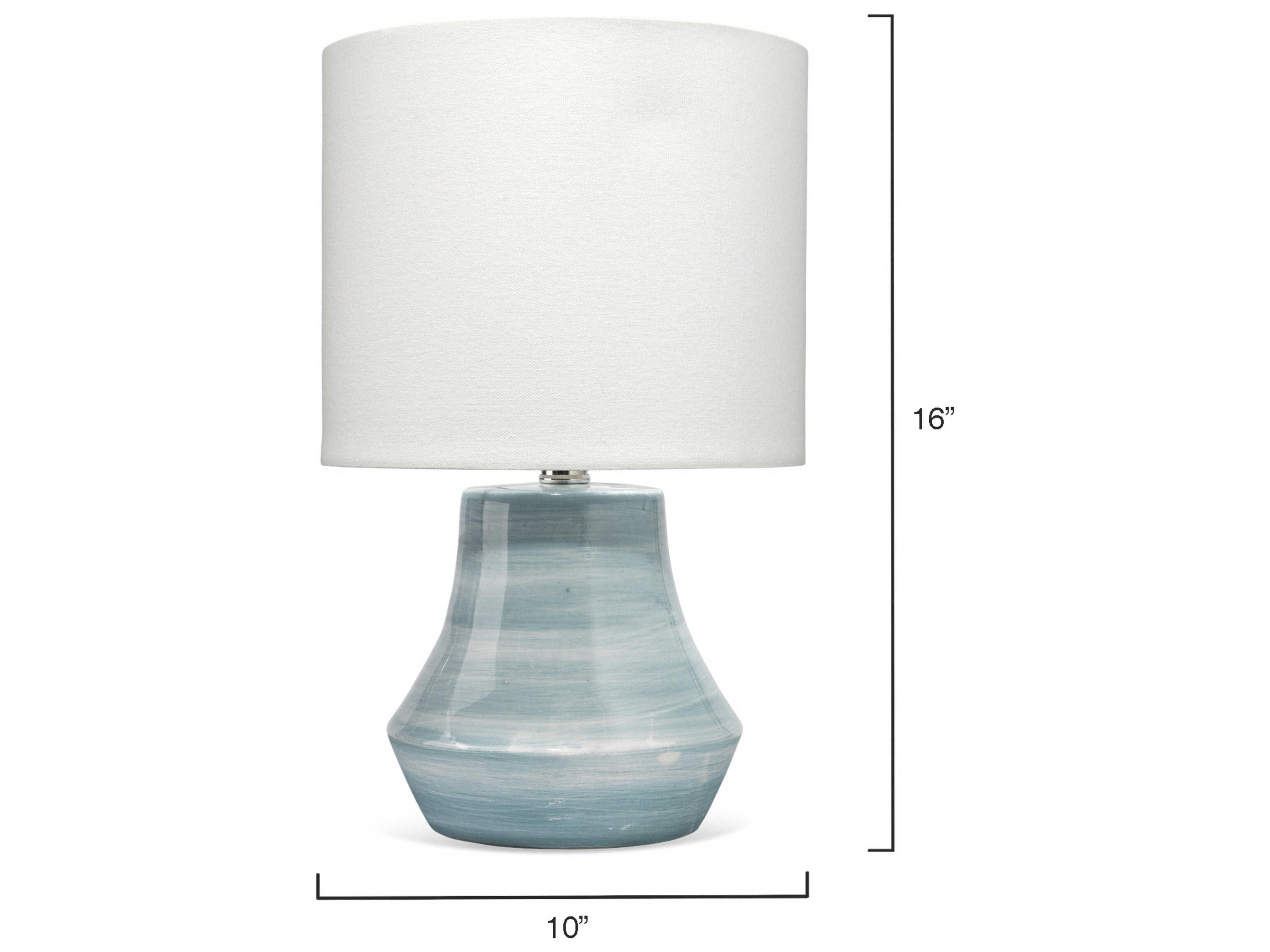 Jamie Young Cottage Blue Linen White Drum Table Lamp