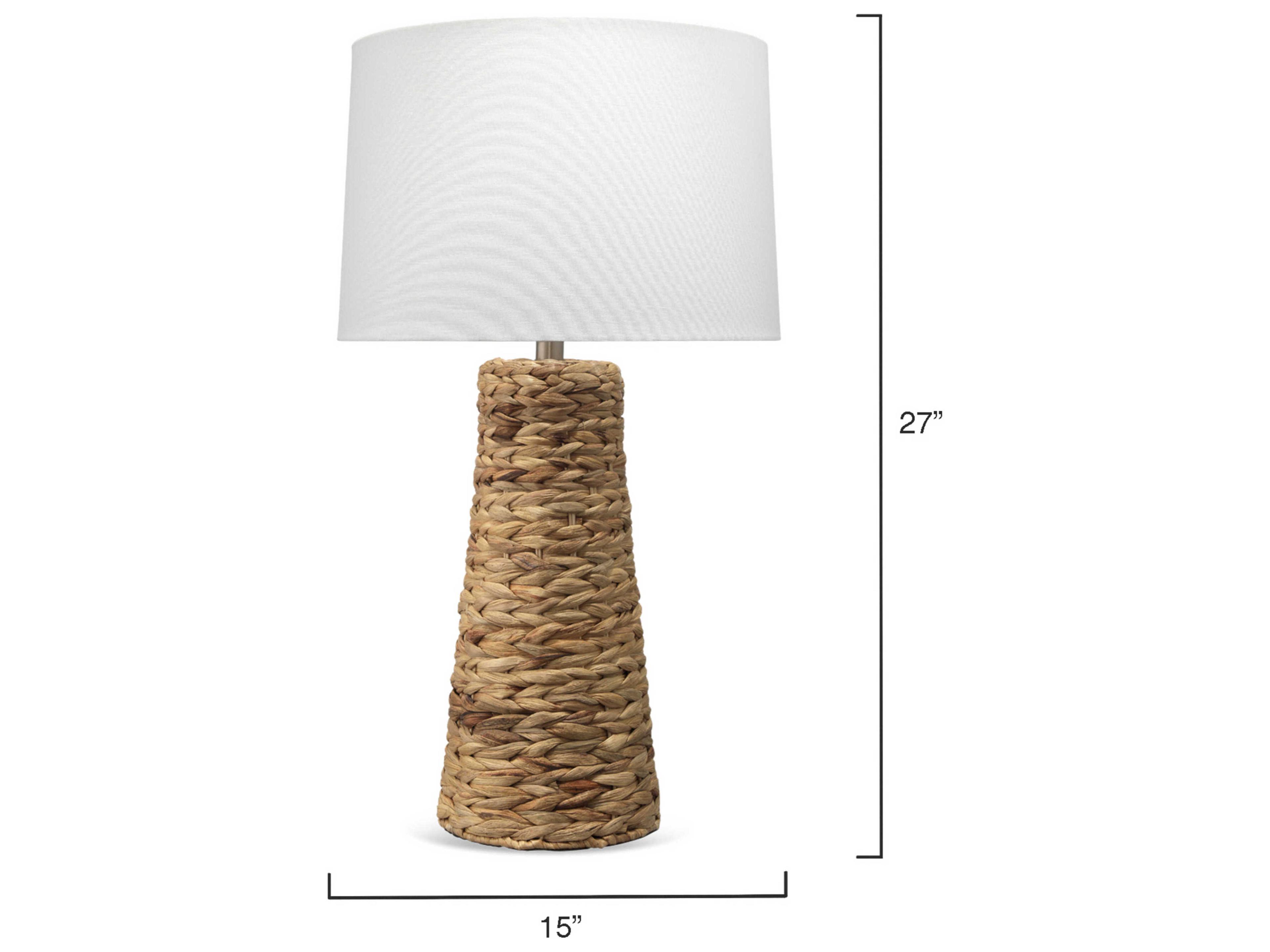 Jamie Young Haven Natural Linen White Cone Brown Buffet Lamp