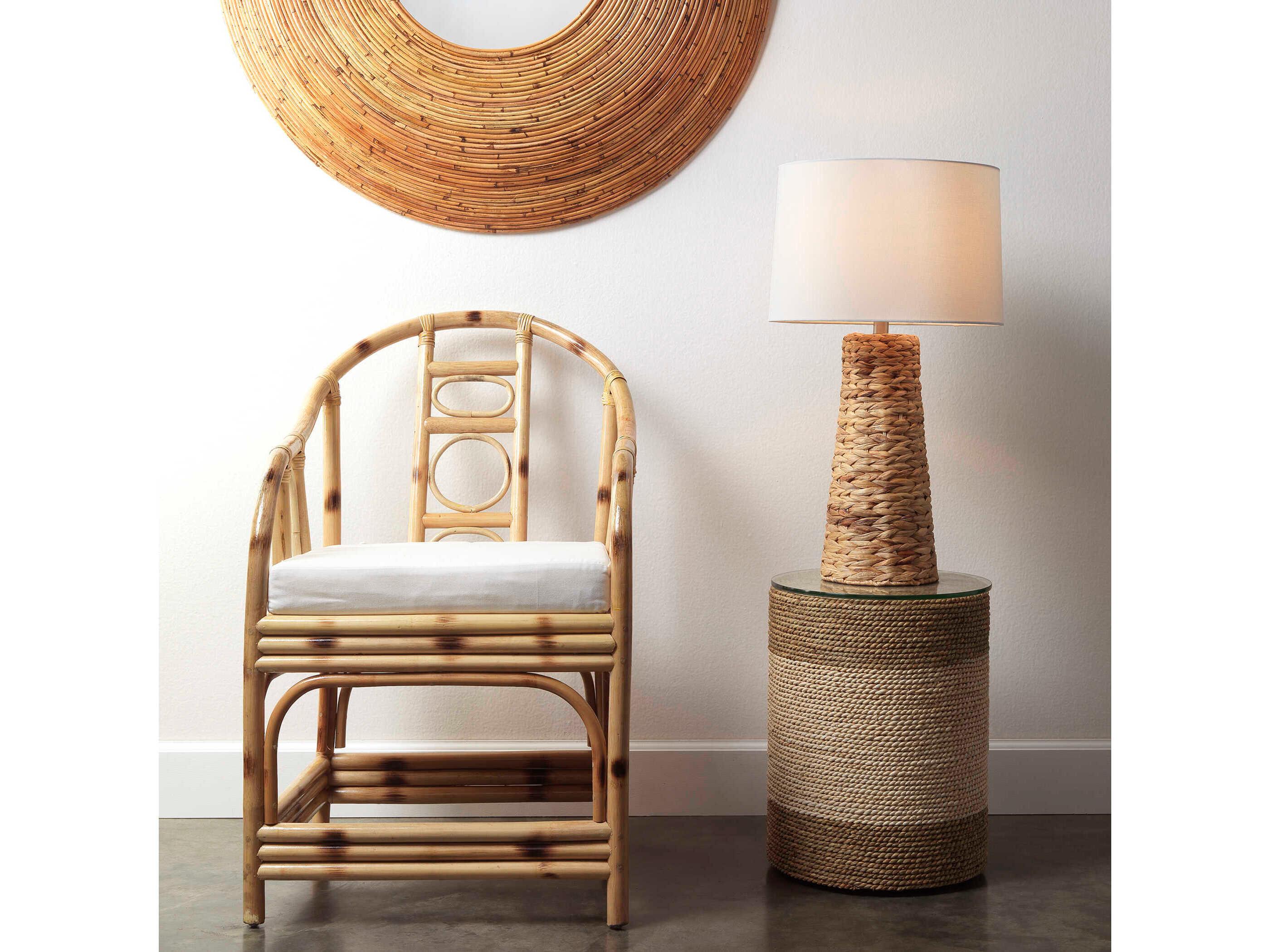 Jamie Young Haven Natural Linen White Cone Brown Buffet Lamp