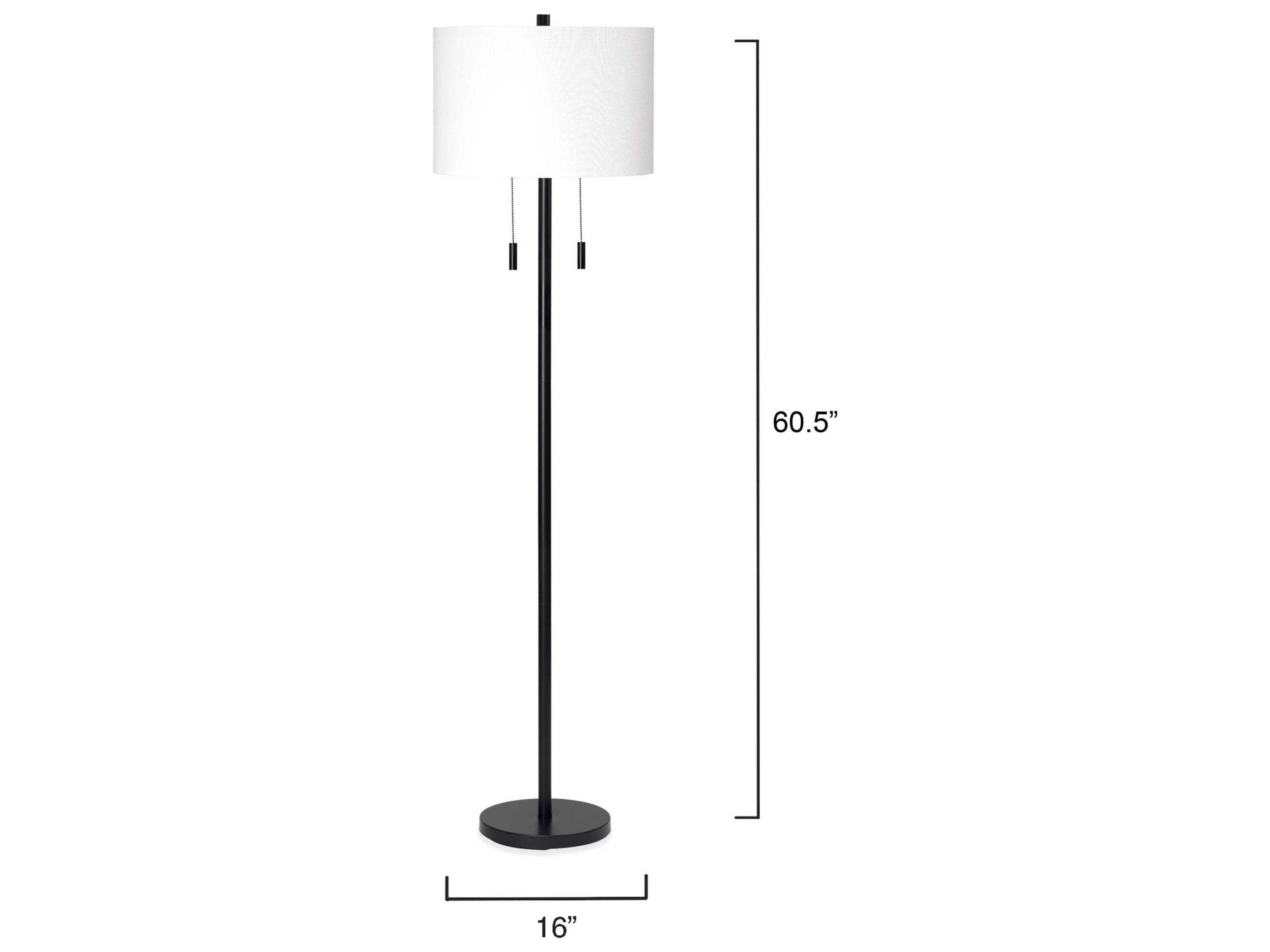 Jamie Young Lincoln Black Linen White Drum Floor Lamp