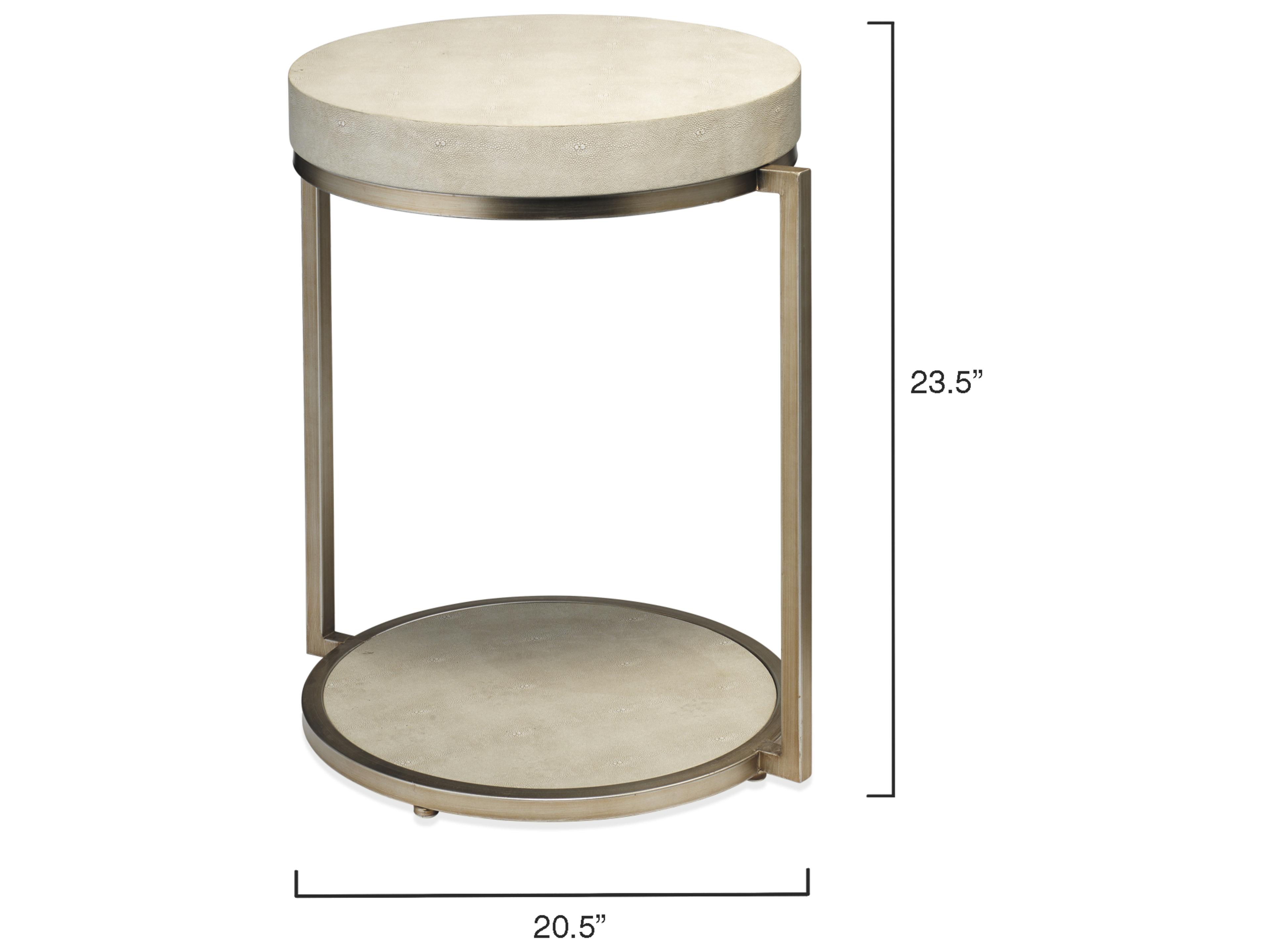 Jamie Young Chester Round Faux Leather Ivory End Table
