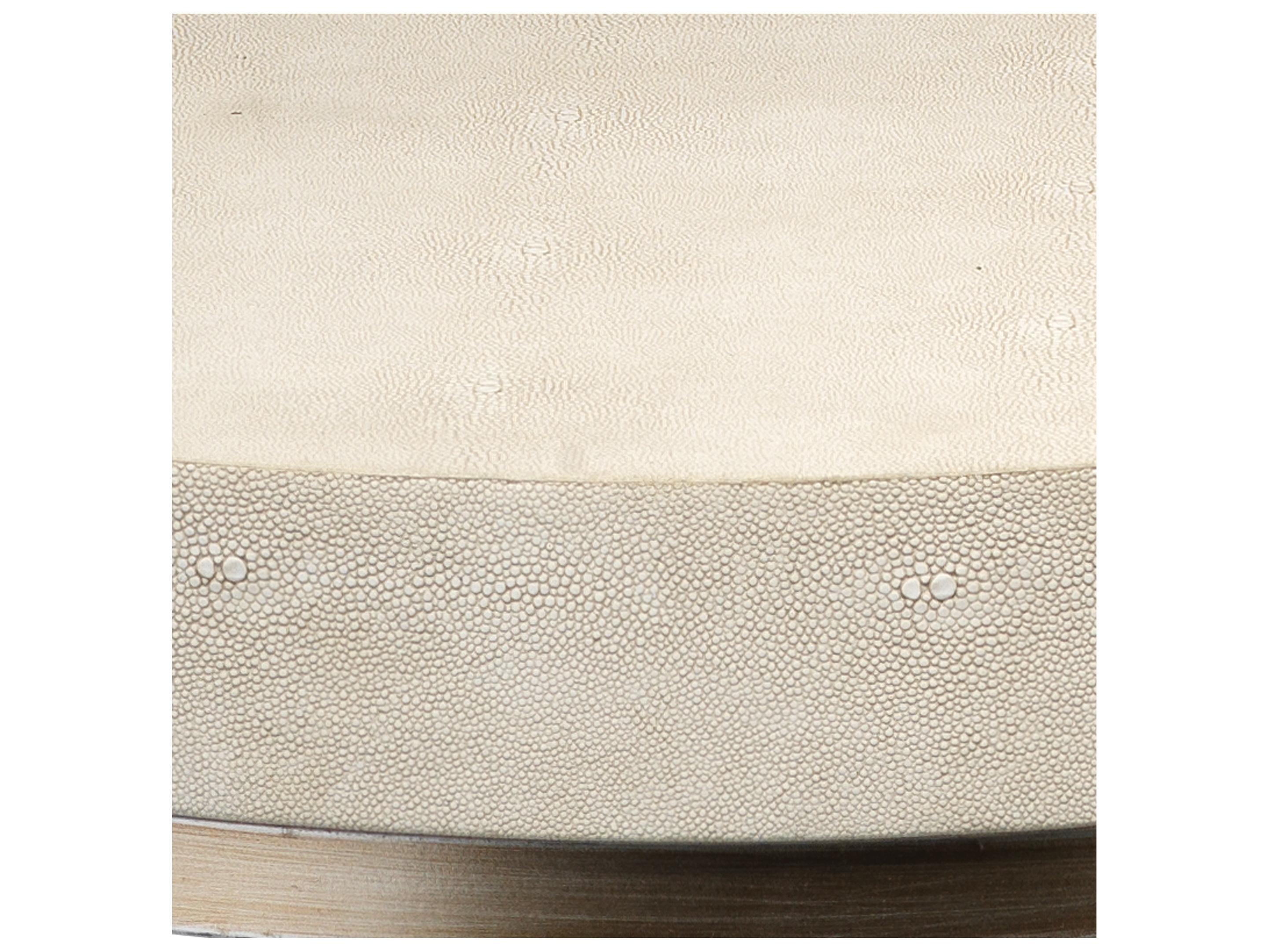 Jamie Young Chester Round Faux Leather Ivory End Table