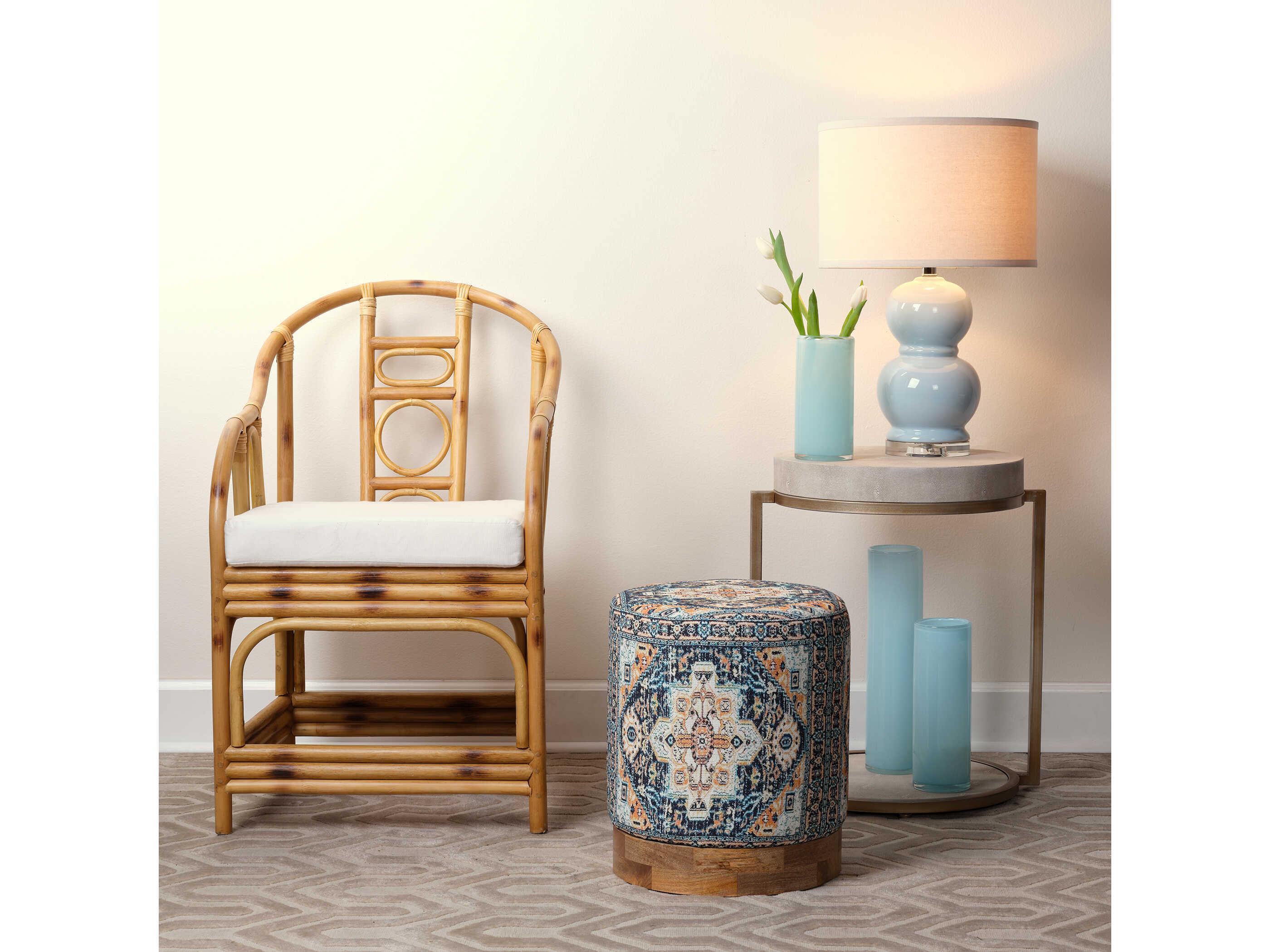 Jamie Young Chester Round Faux Leather Ivory End Table