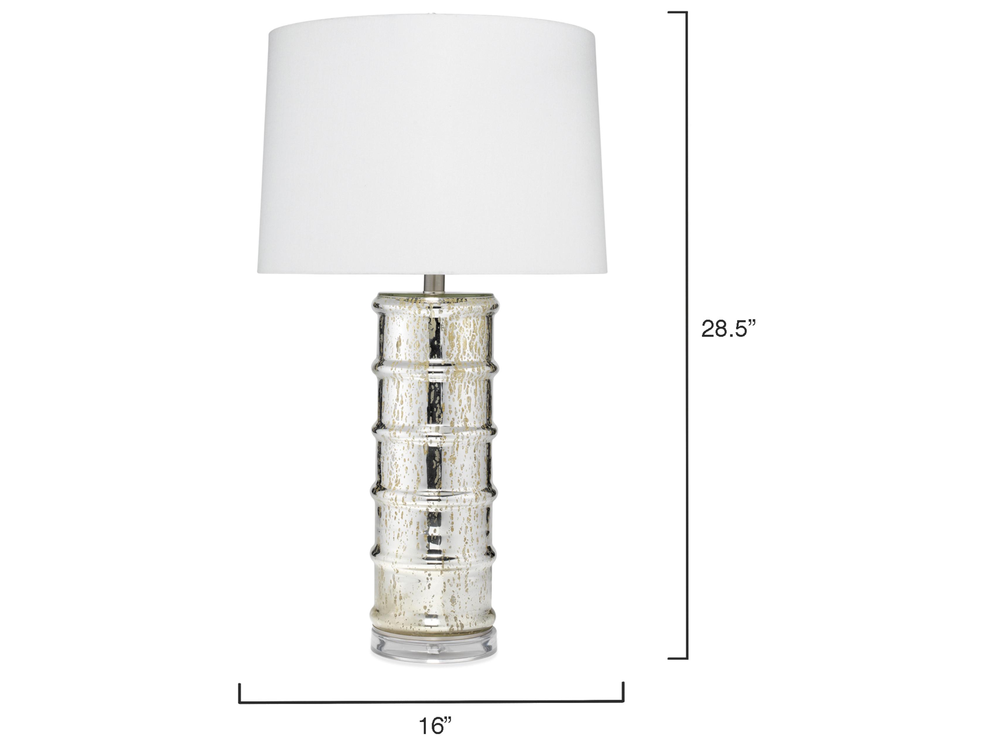 Jamie Young Irene Silver Off White Linen Tapered Buffet Lamp