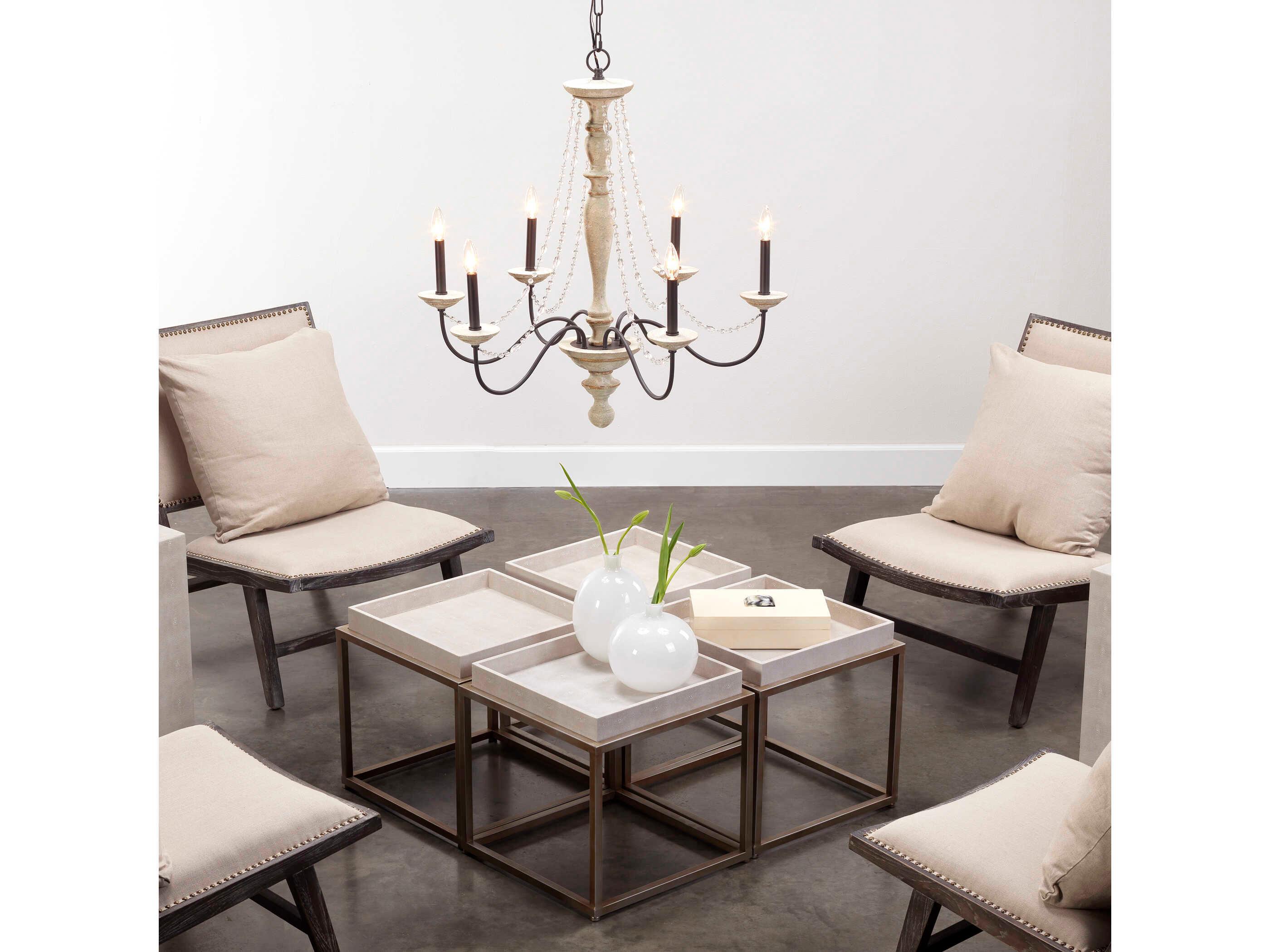 Jamie Young Jax Rectangular Faux Leather Cream End Table