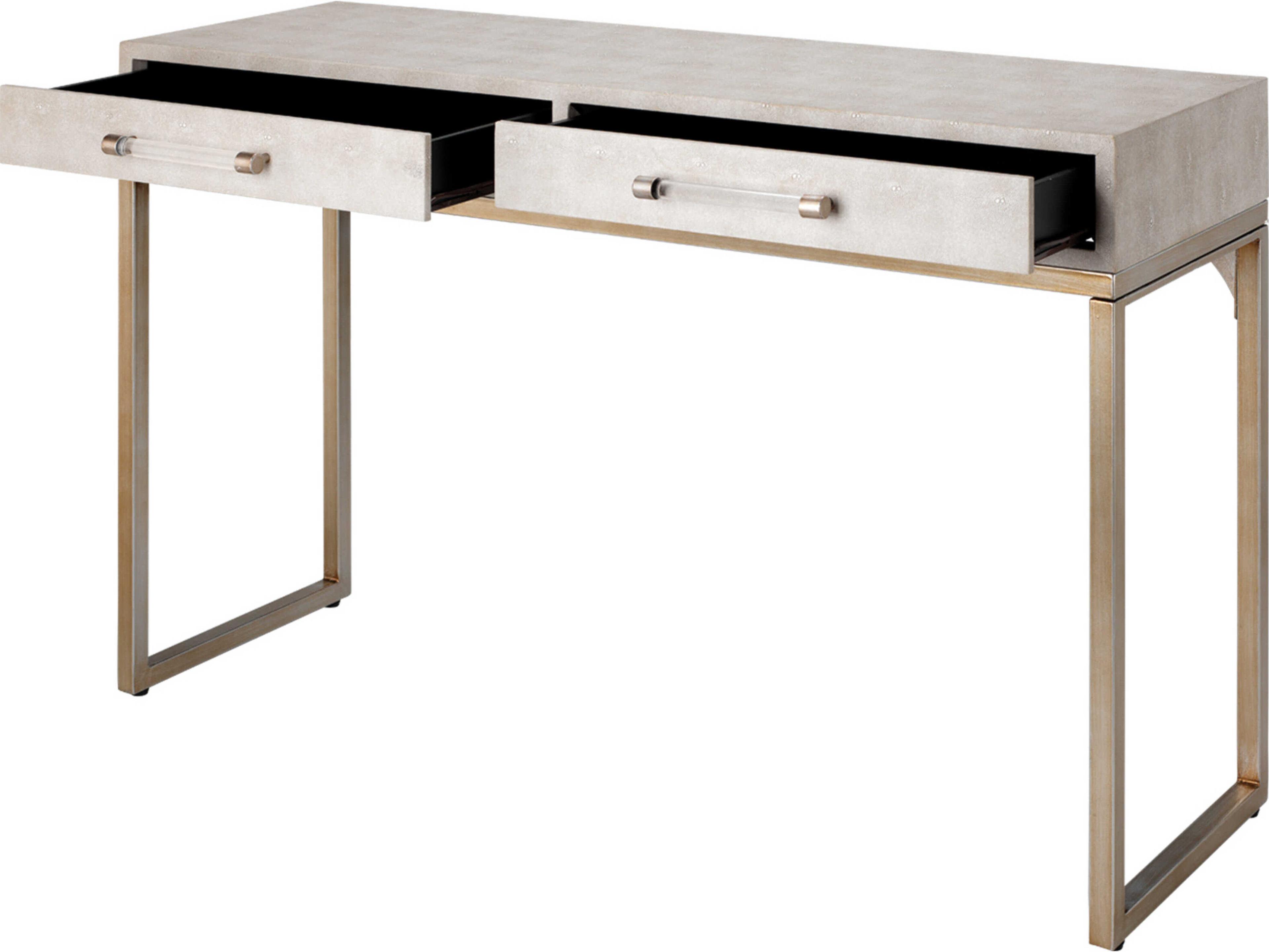 Jamie Young Kain Rectangular Faux Leather Cream Console Table