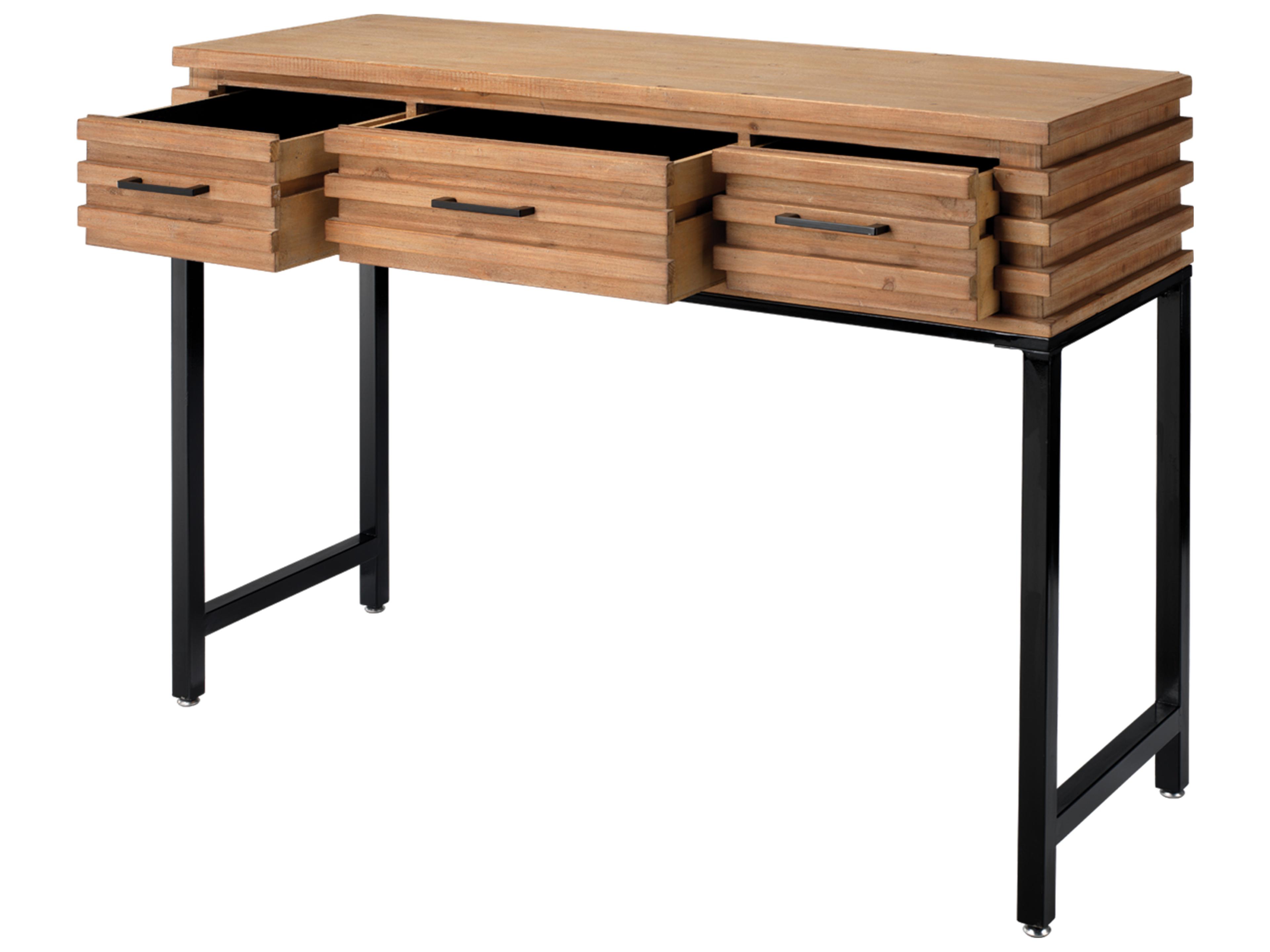 Jamie Young Logan Rectangular Wood Brown Black Console Table