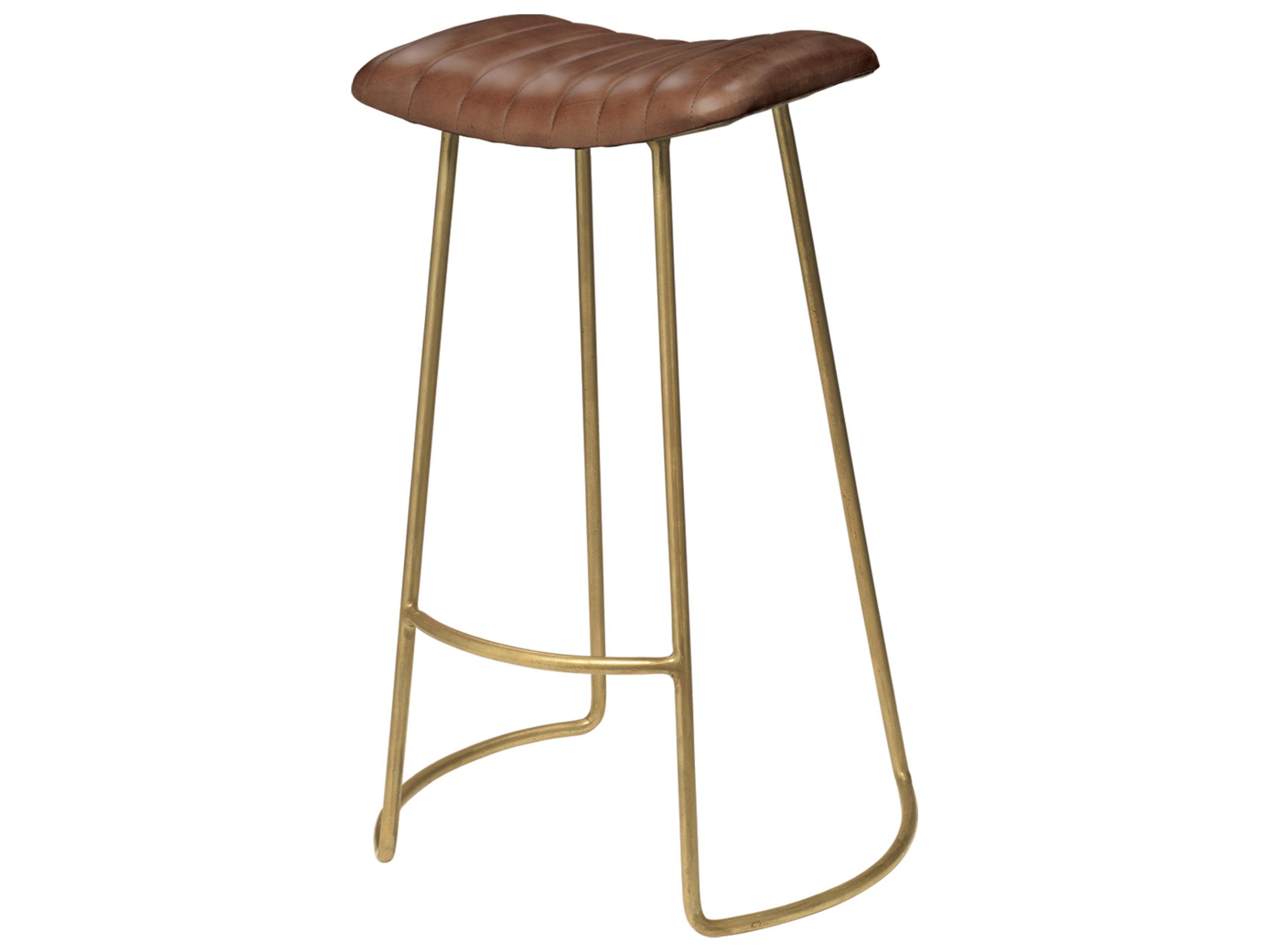Jamie Young Theo Brown Leather Bar Stool