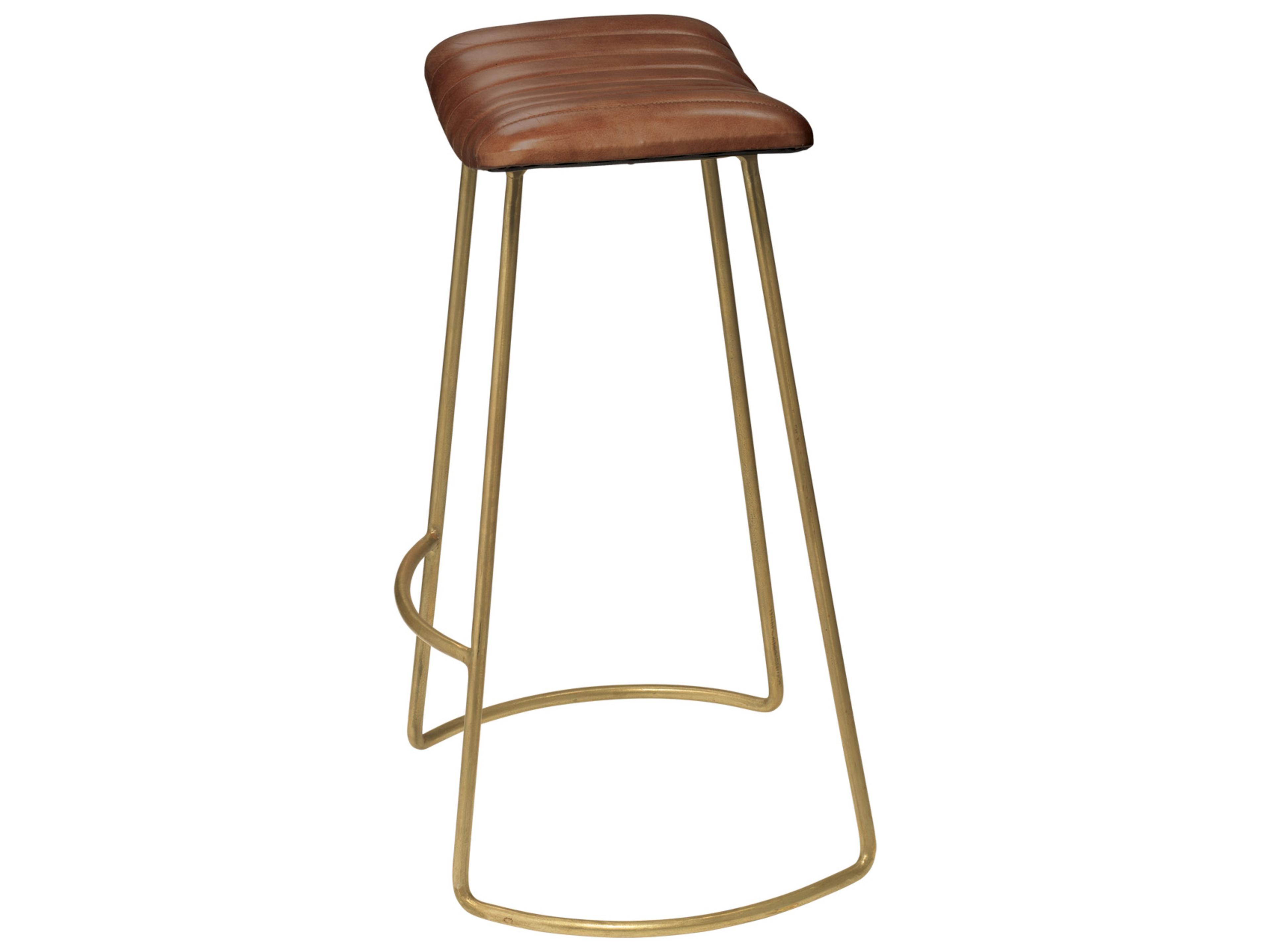 Jamie Young Theo Brown Leather Bar Stool