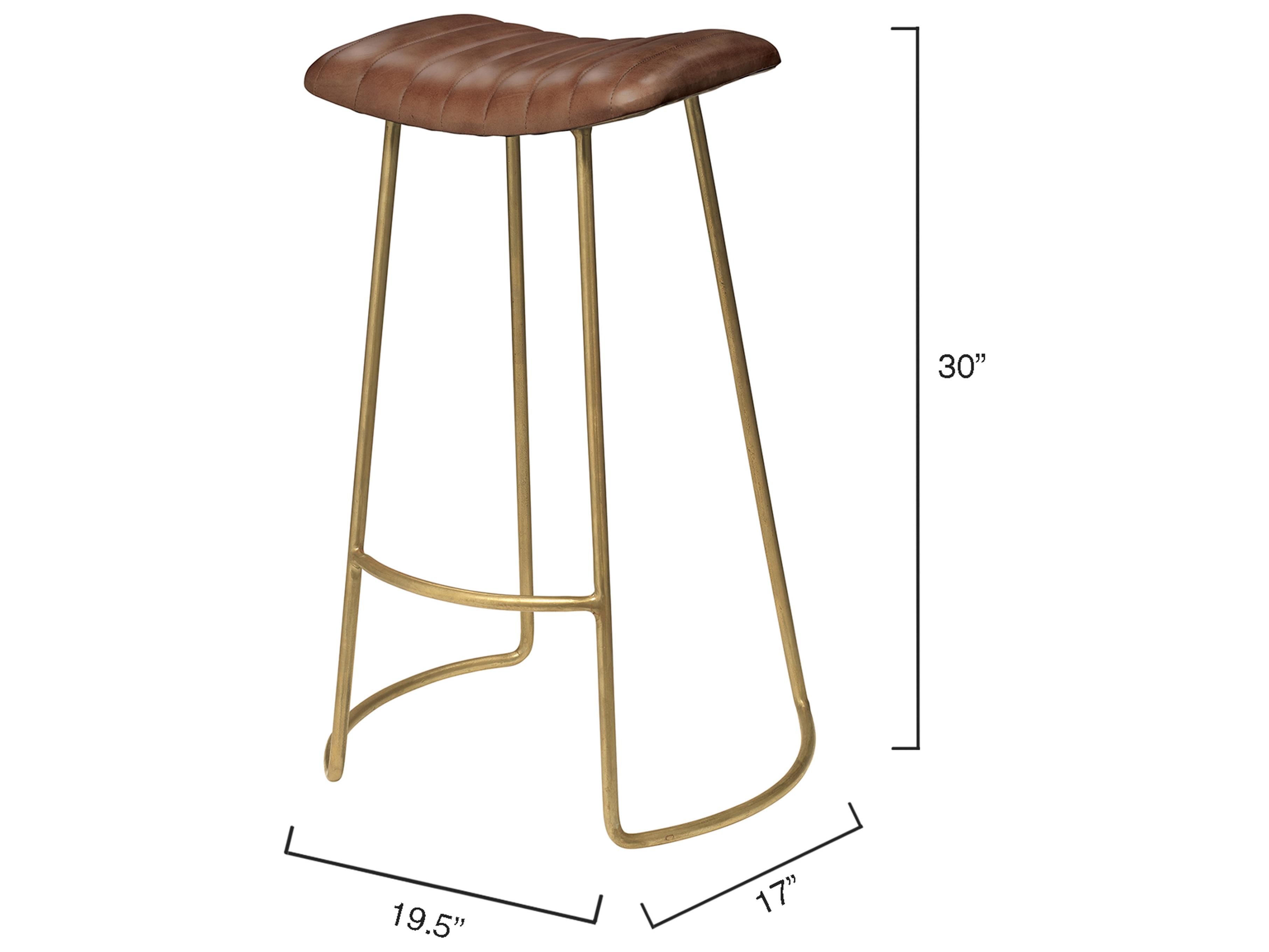 Jamie Young Theo Brown Leather Bar Stool