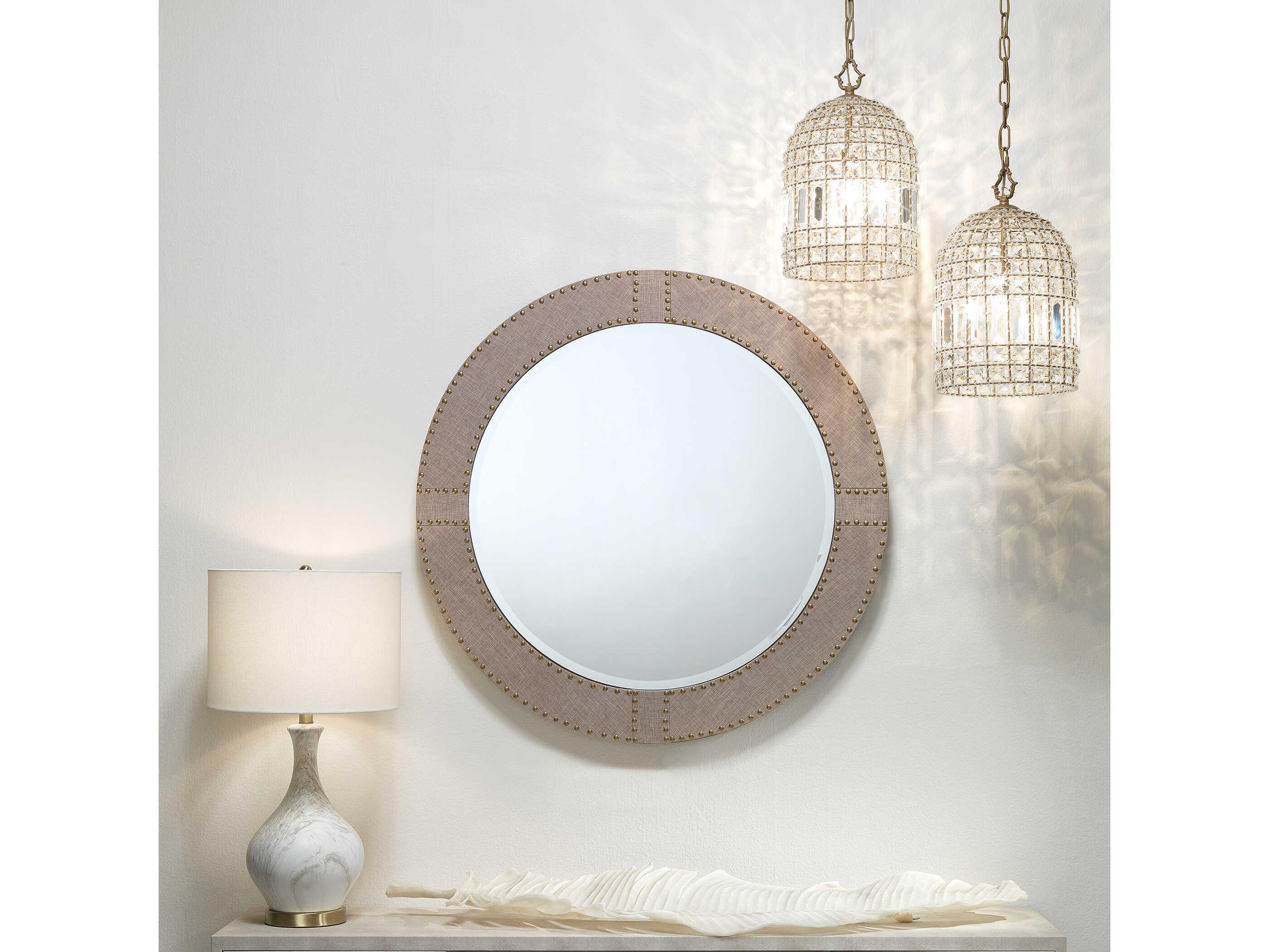 Jamie Young Mila Grey Linen White Drum Buffet Lamp