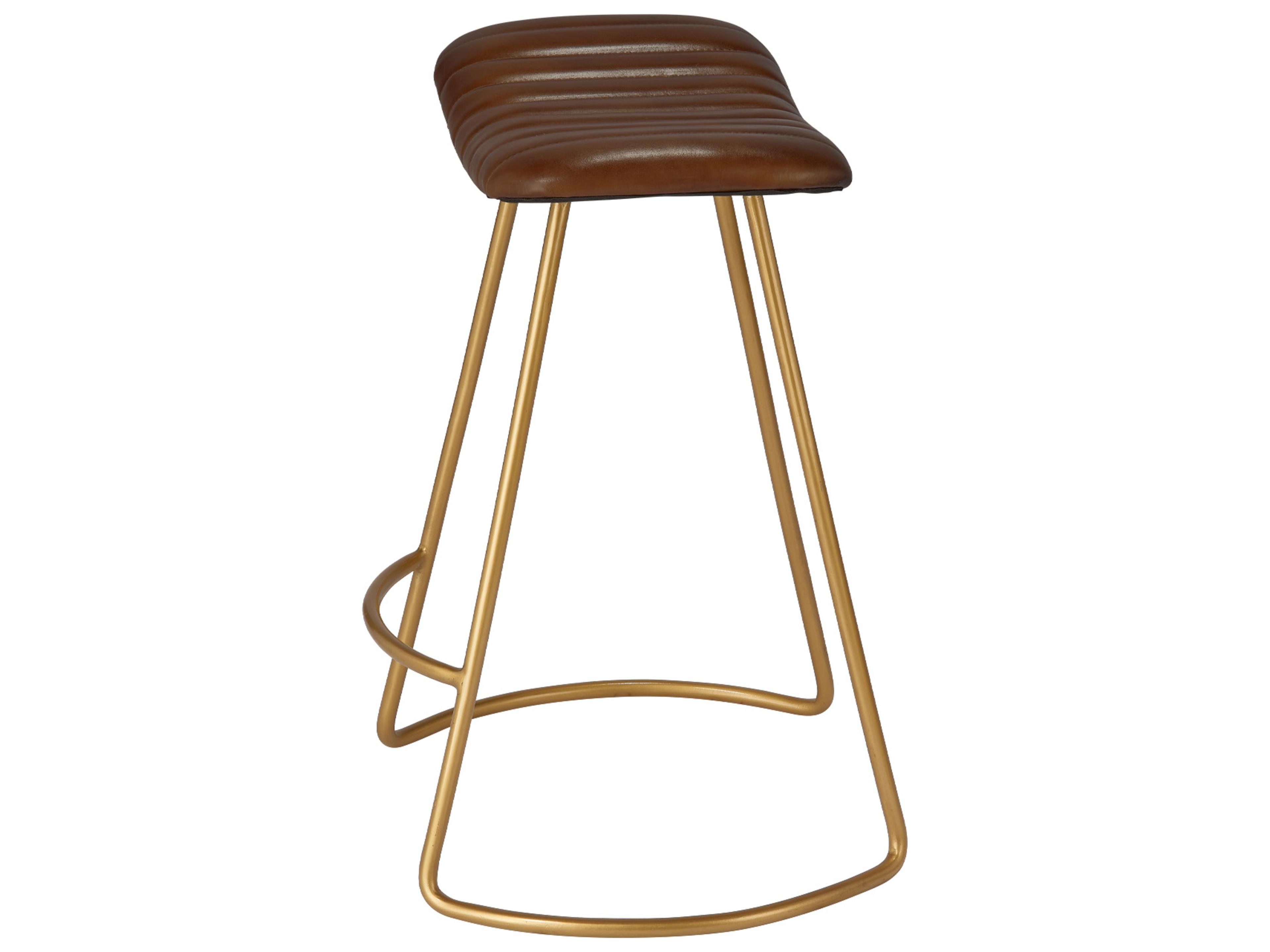 Jamie Young Theo Brown Leather Counter Stool
