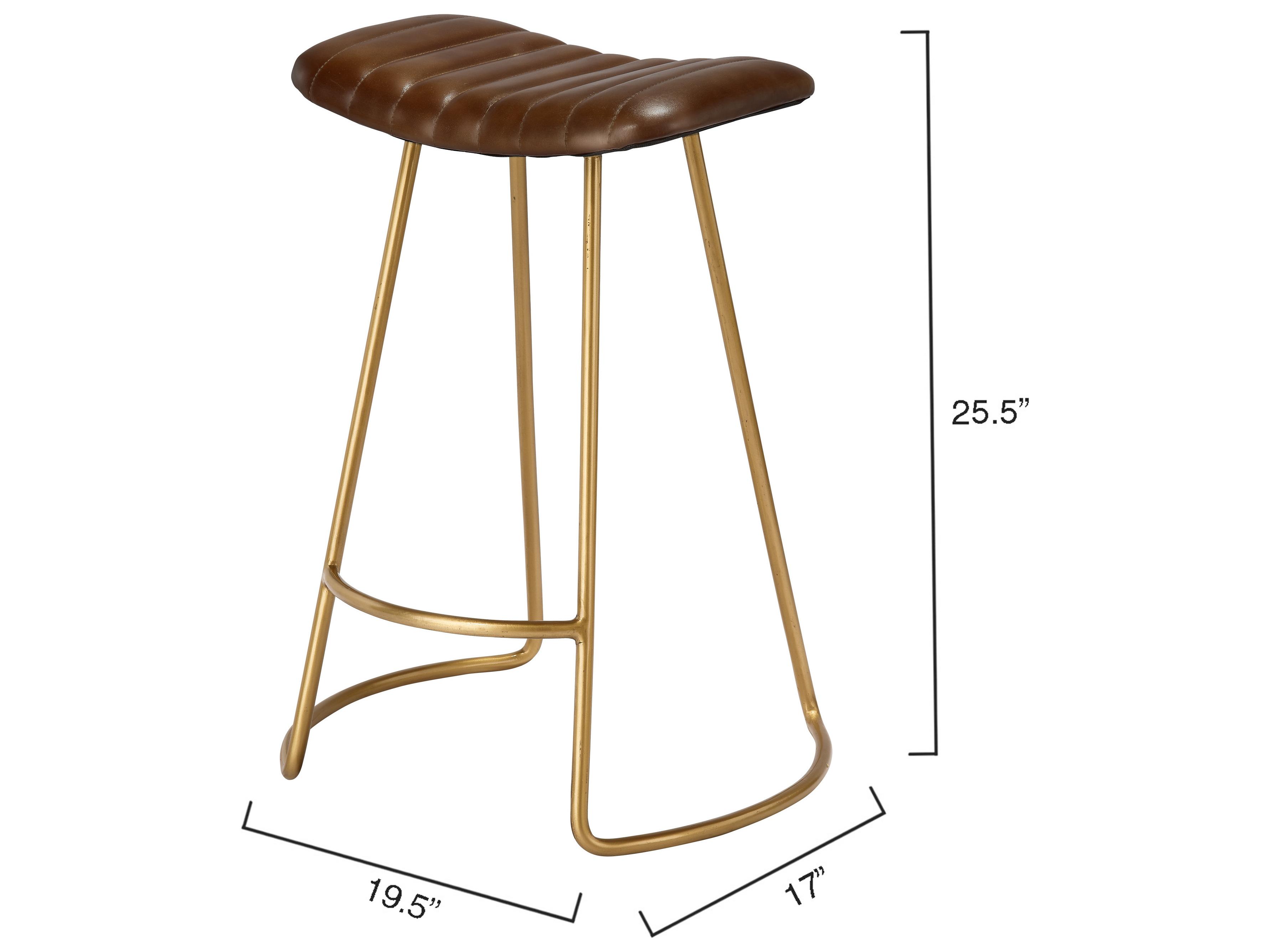 Jamie Young Theo Brown Leather Counter Stool