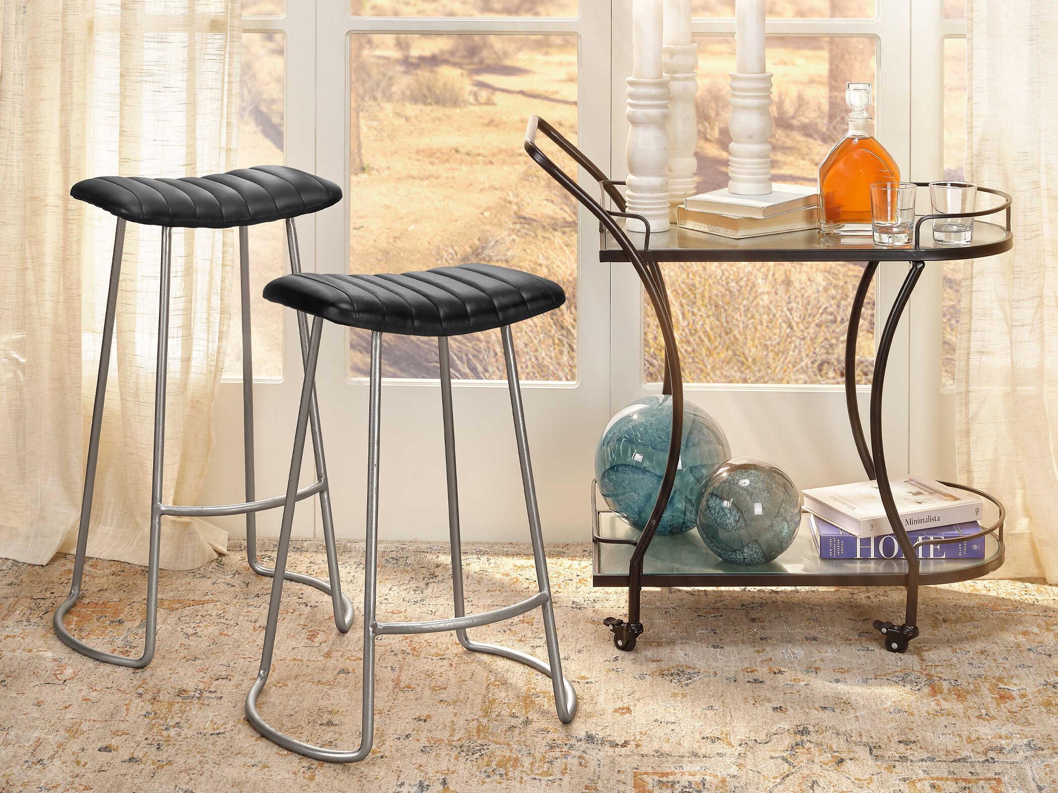 Jamie Young Theo Grey Leather Counter Stool