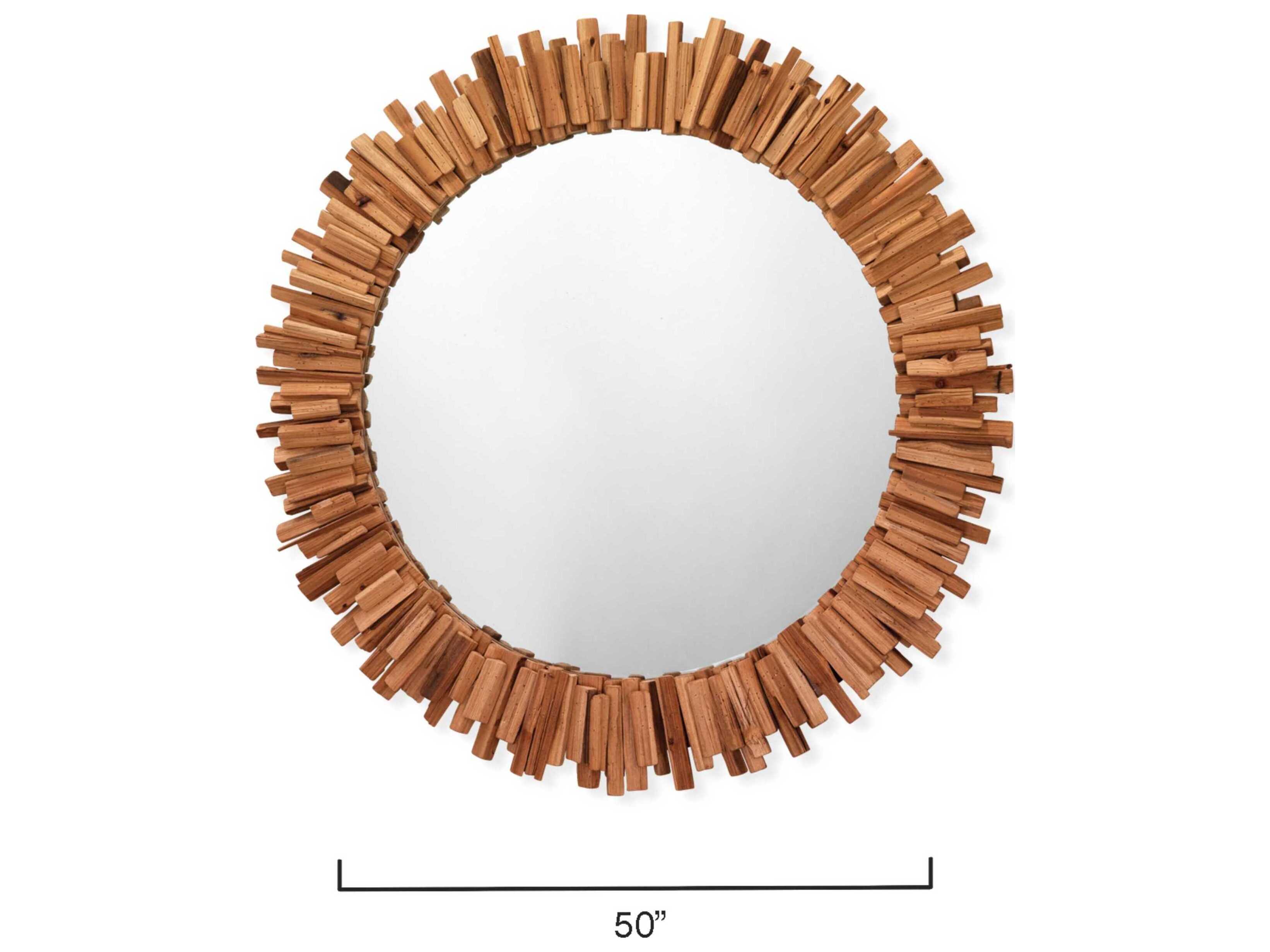 Jamie Young Driftwood Natural Round Wall Mirror