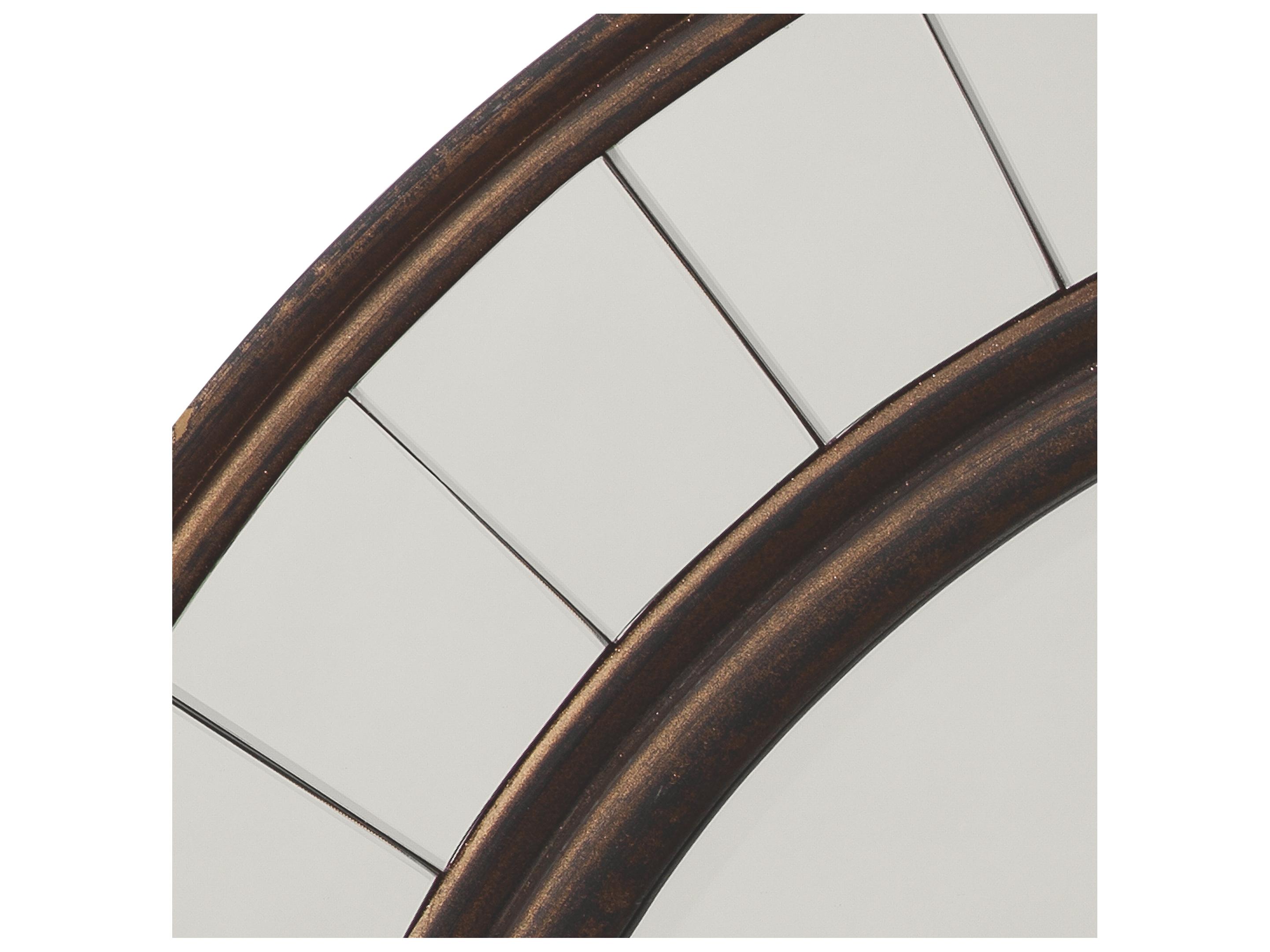 Jamie Young Coltrane Antique Bronze Wood Round Wall Mirror