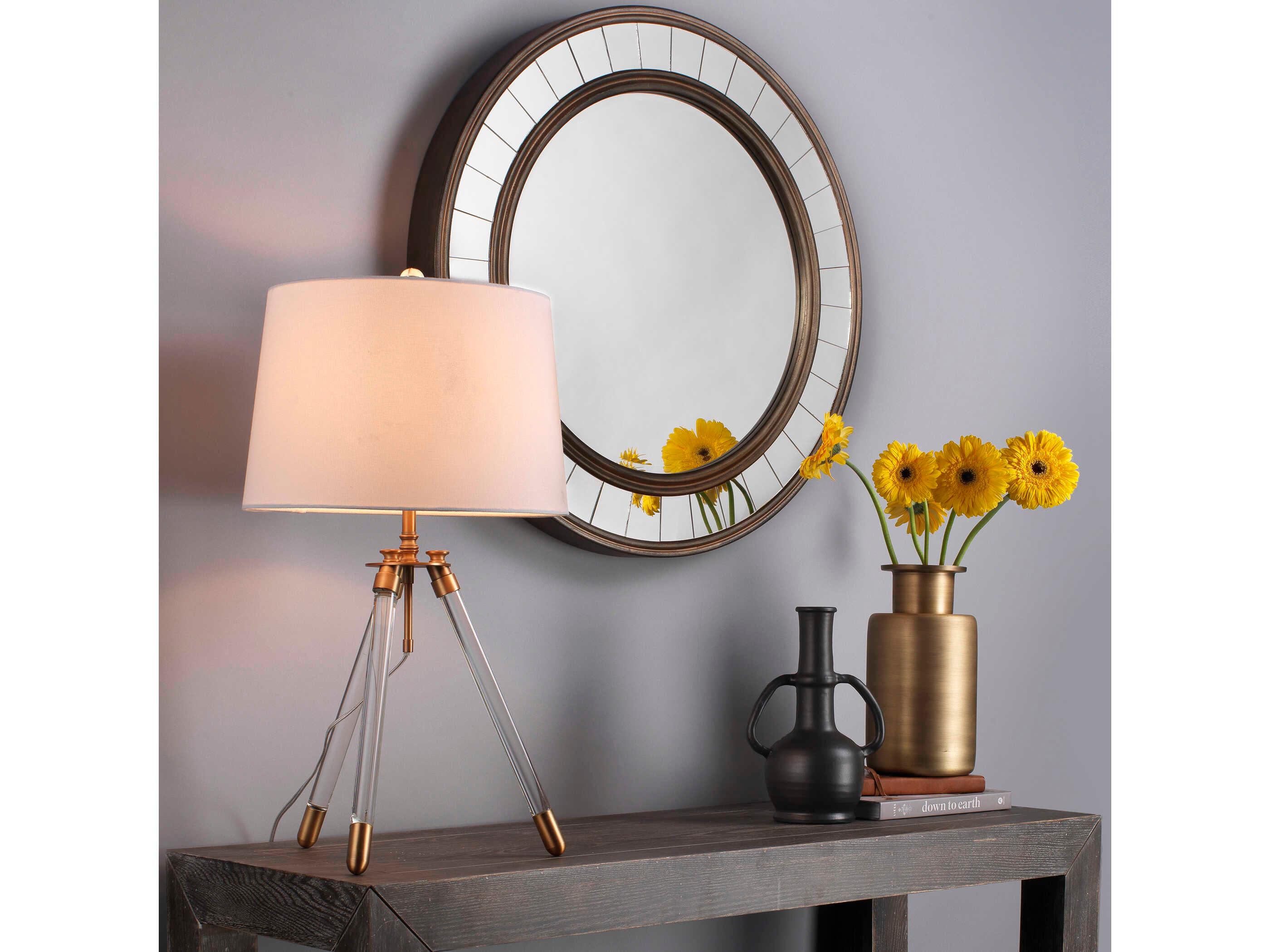 Jamie Young Coltrane Antique Bronze Wood Round Wall Mirror