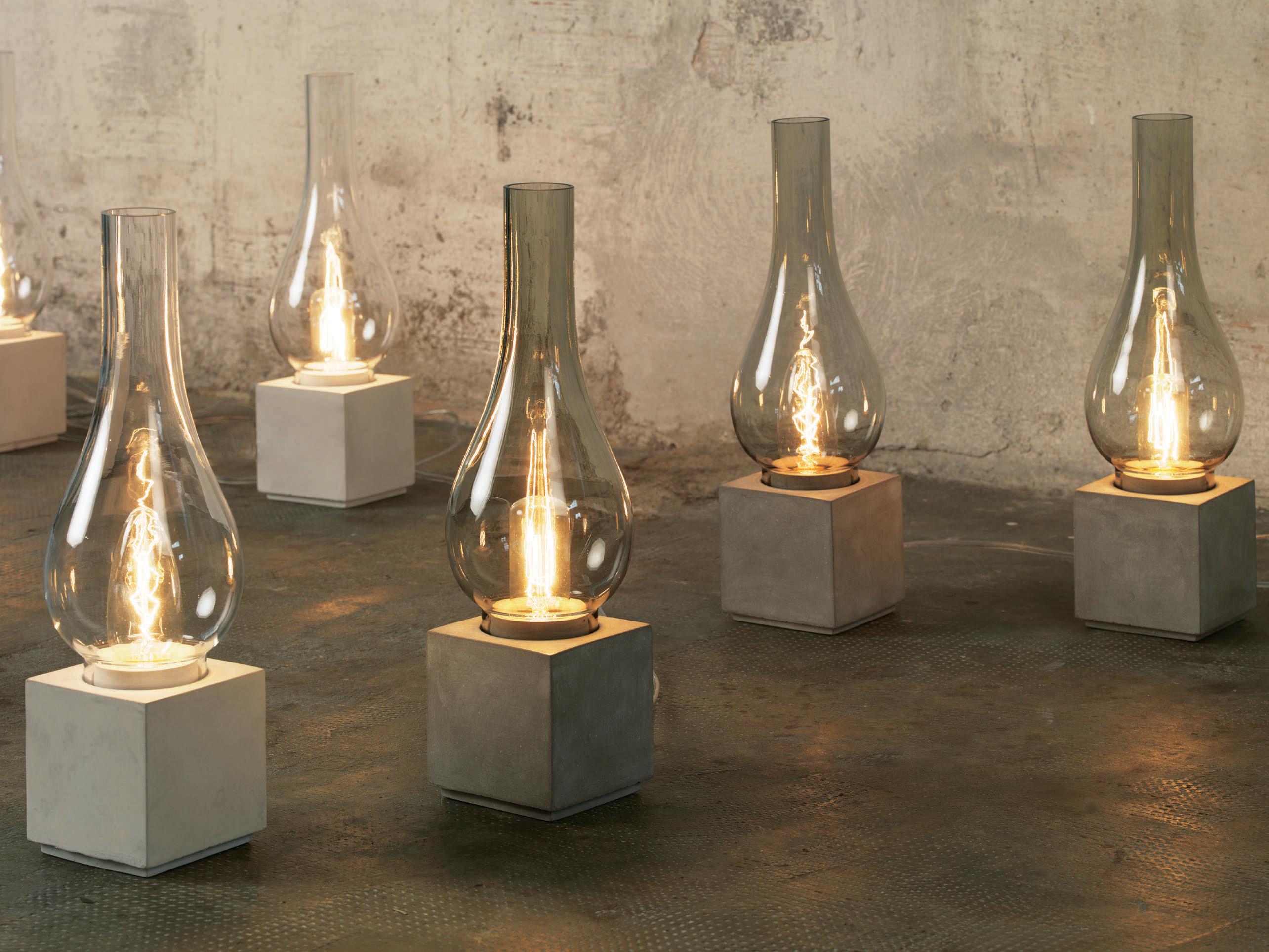 Karman Amarcord LED White Table Lamp with Transparent Glass Shade