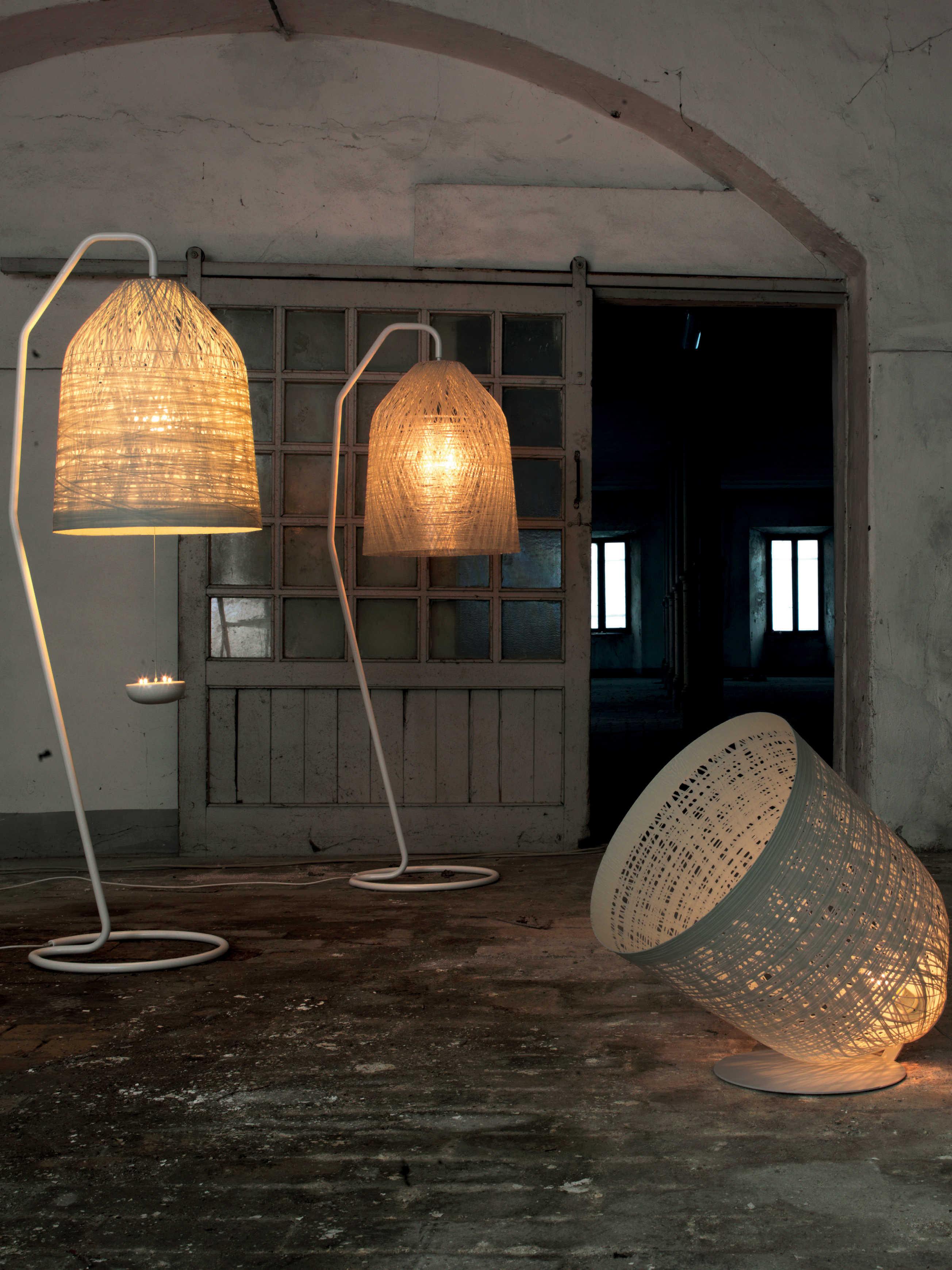 Karman Black Out LED Matt White Floor Lamp with Shade